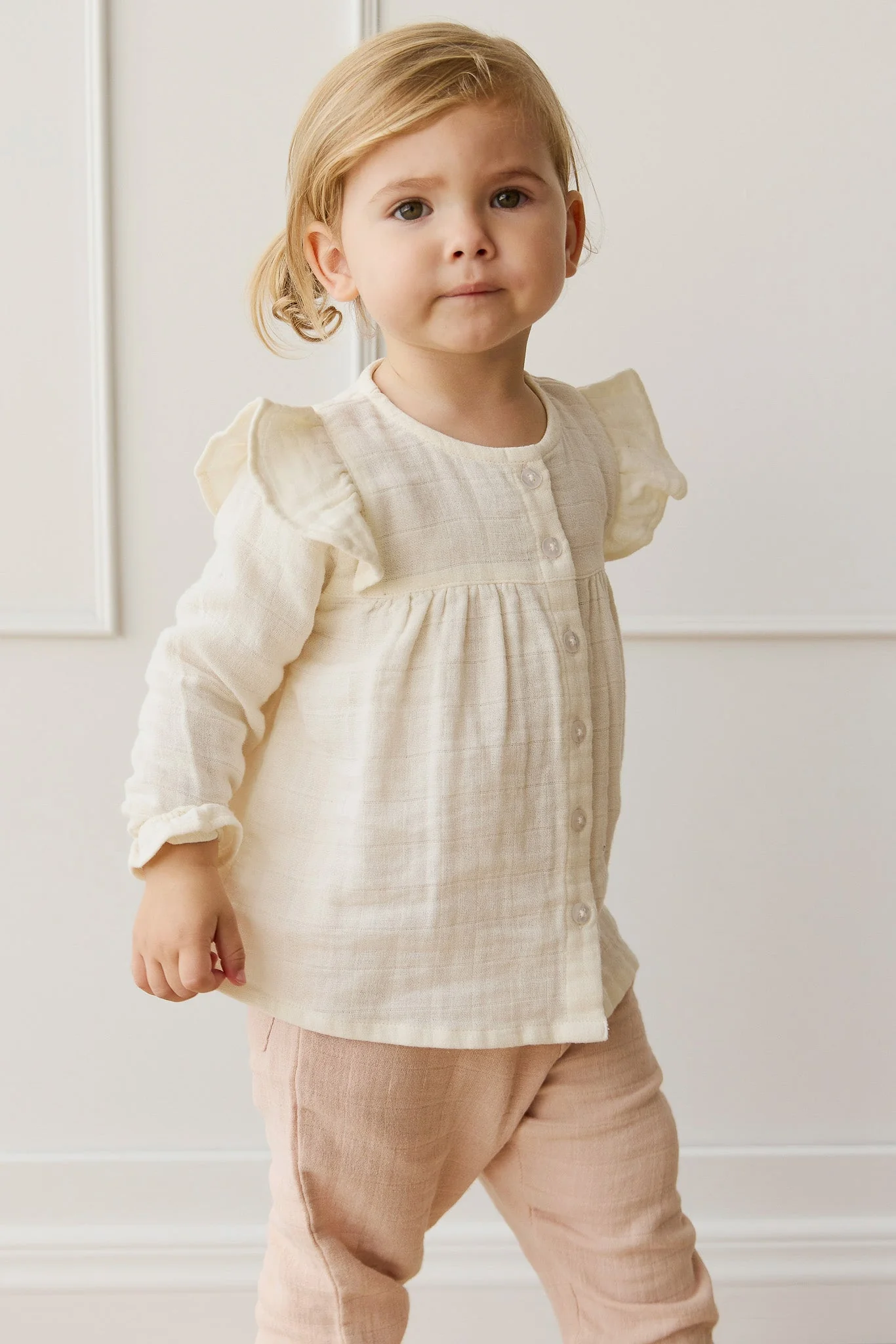 Organic Cotton Muslin Ava Blouse - Parchment - Image 8