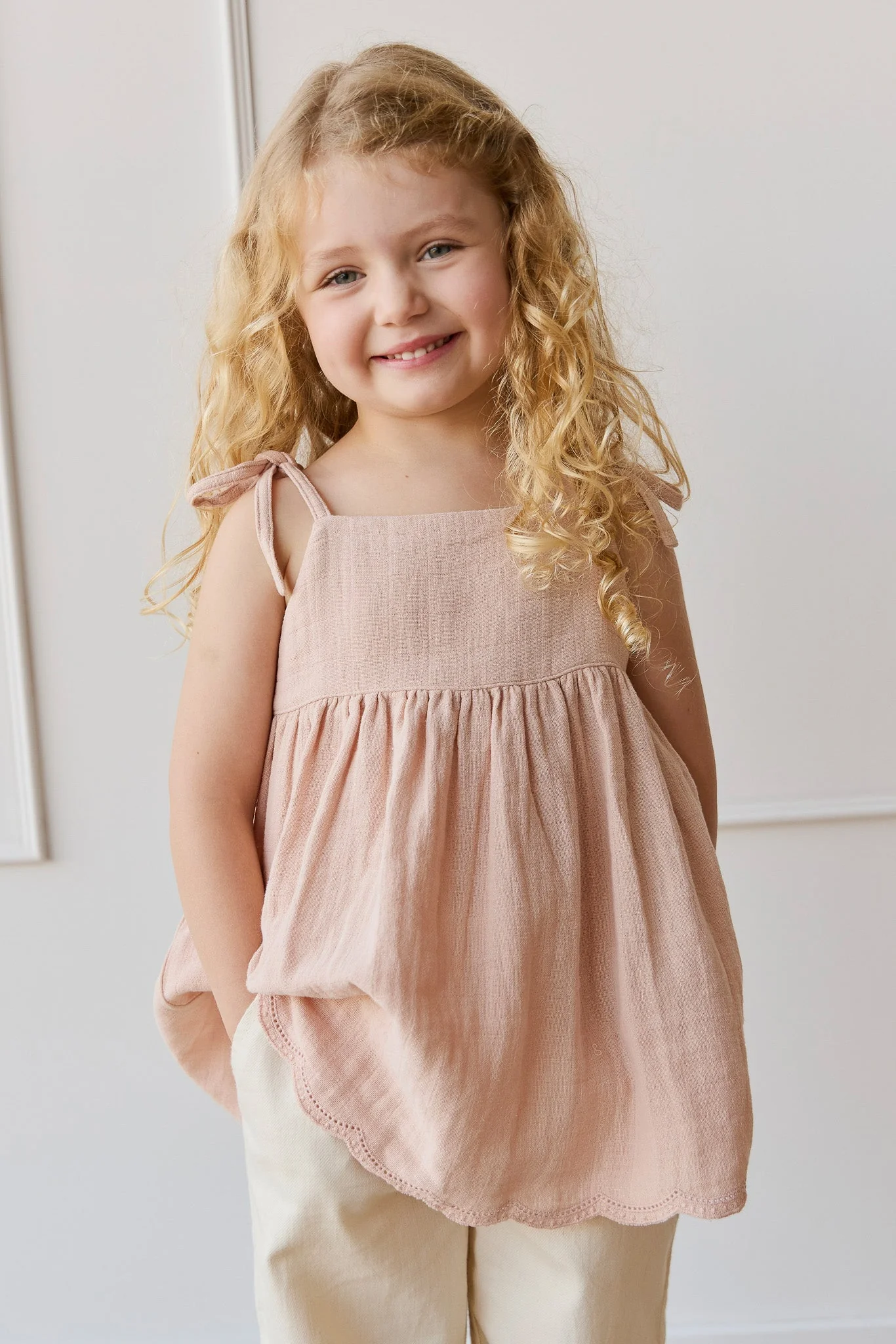 Organic Cotton Muslin Briella Top - Chalky Pink - Image 3