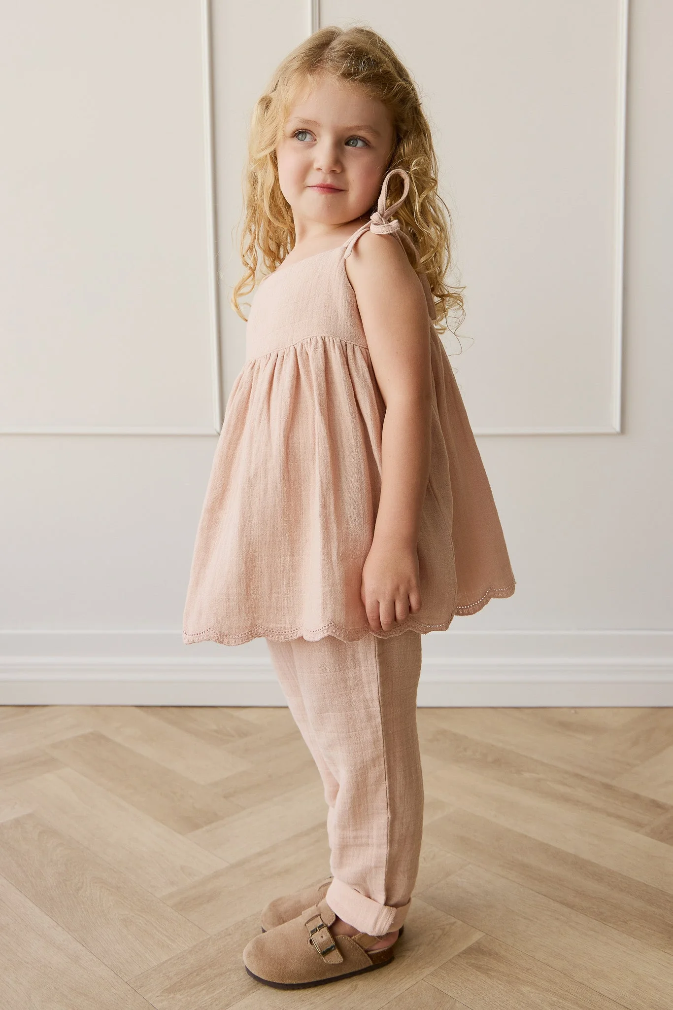 Organic Cotton Muslin Briella Top - Chalky Pink - Image 4