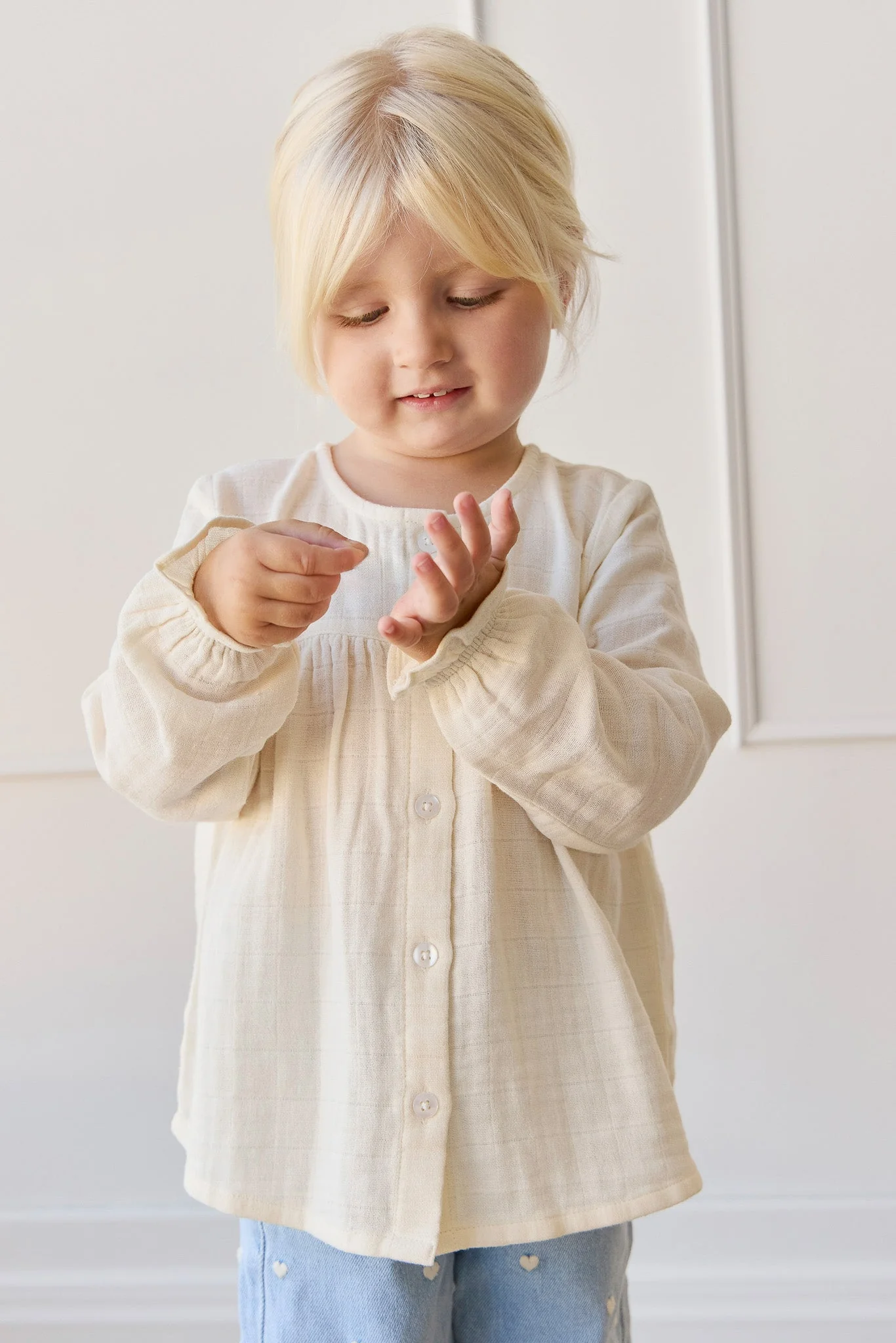 Organic Cotton Muslin Eloise Top - Parchment - Image 4