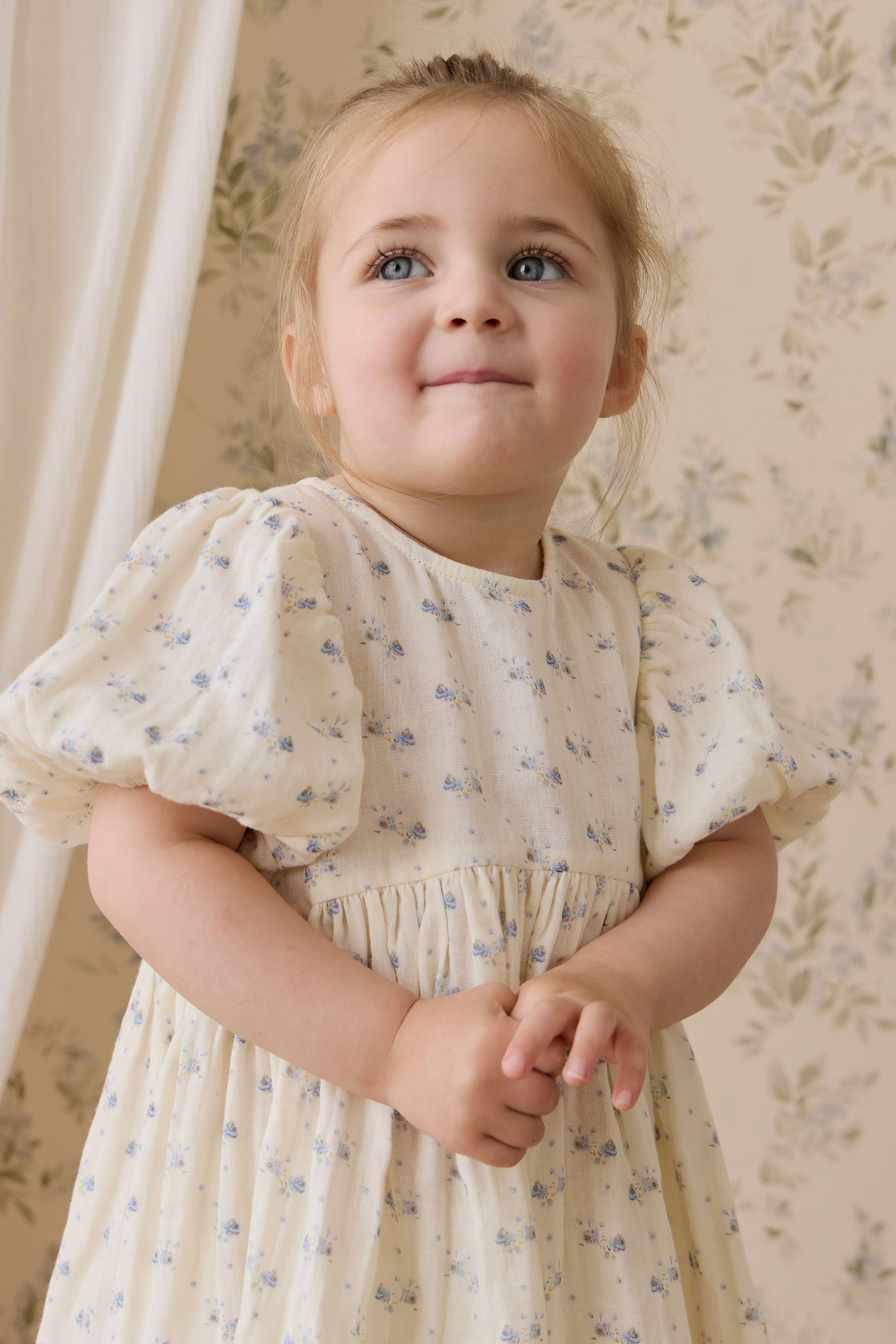 Organic Cotton Muslin Frannie Dress-Molly Blue - Image 11