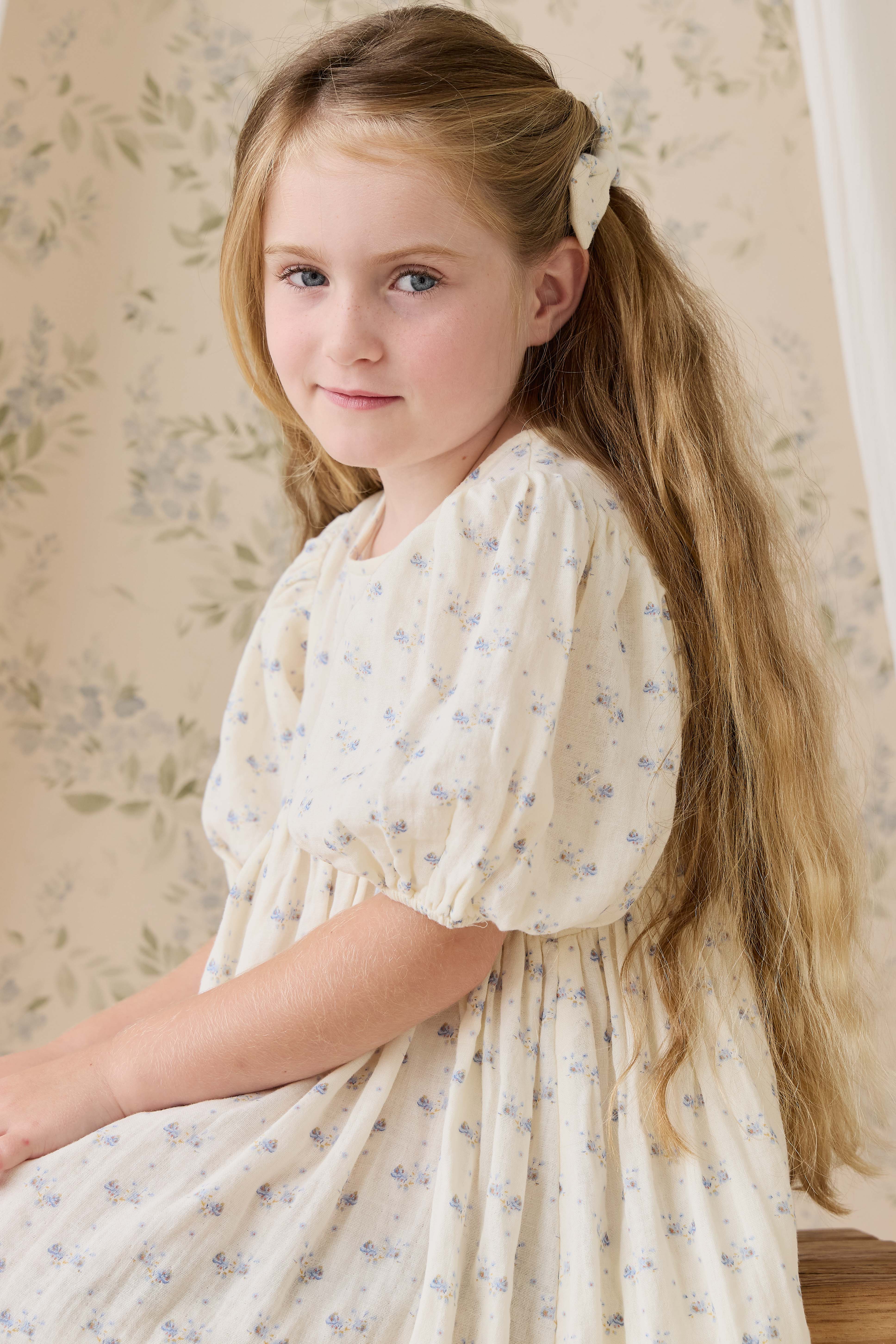 Organic Cotton Muslin Frannie Dress-Molly Blue - Image 13