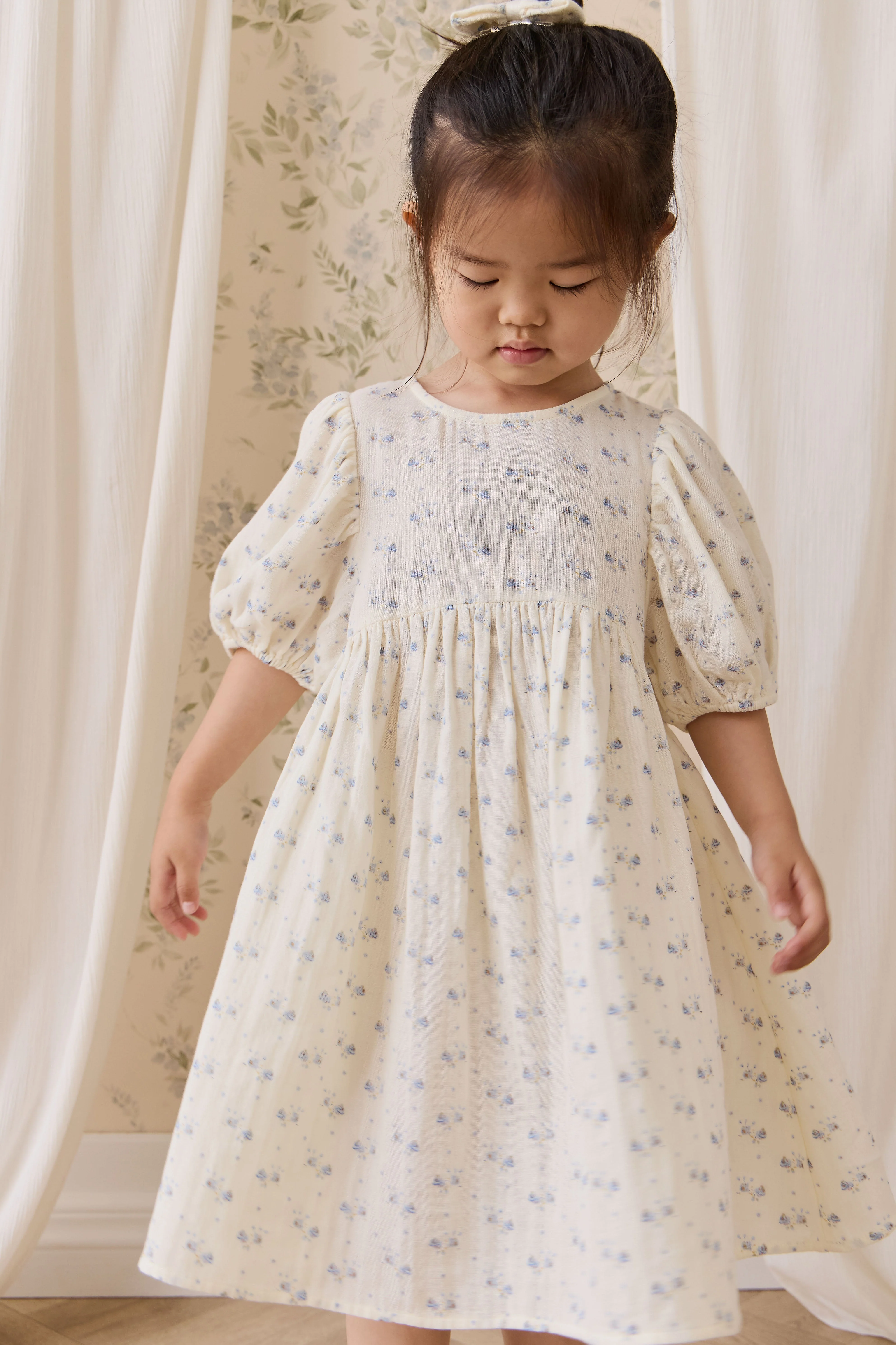 Organic Cotton Muslin Frannie Dress-Molly Blue - Image 3