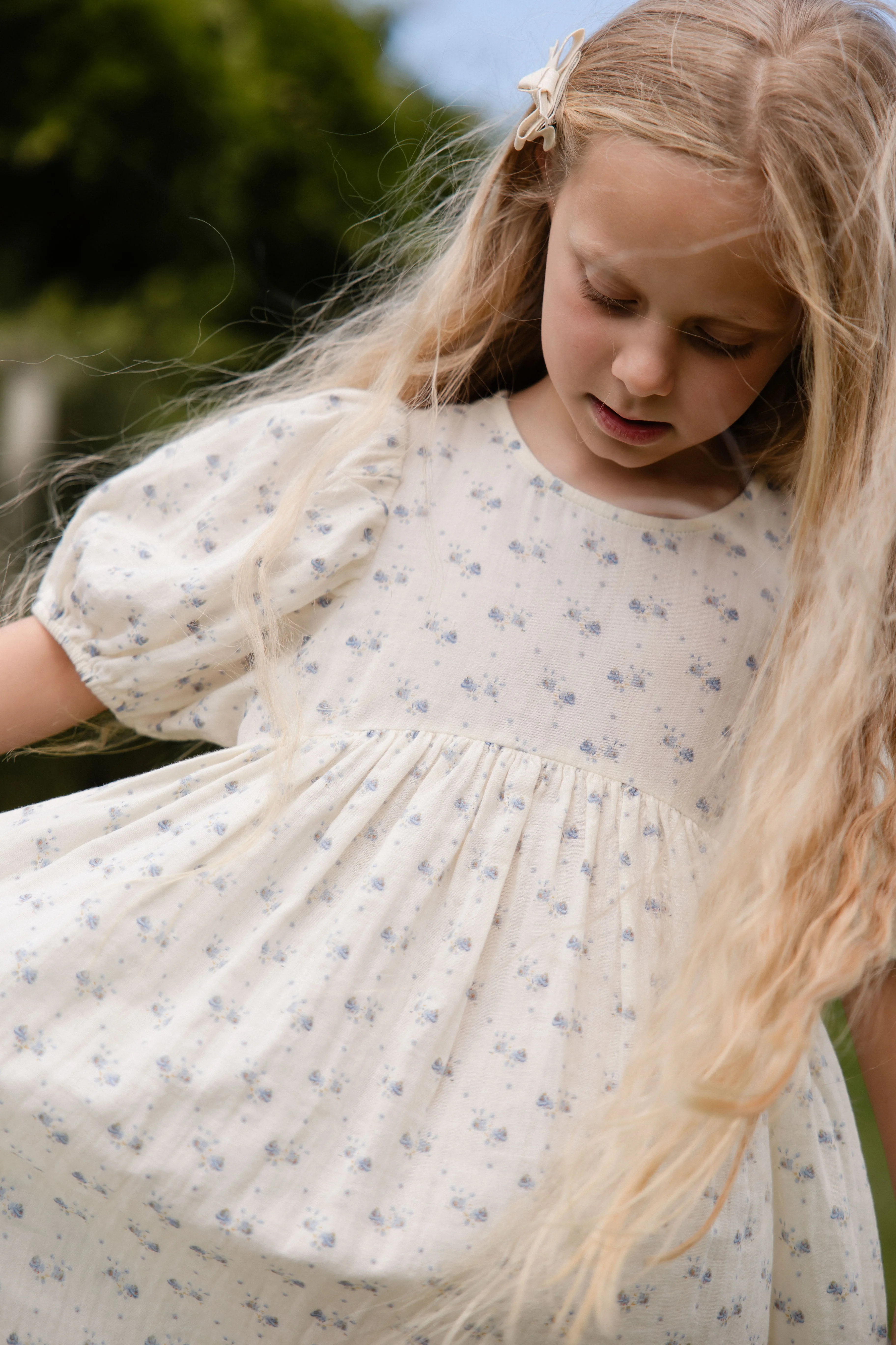 Organic Cotton Muslin Frannie Dress-Molly Blue - Image 9