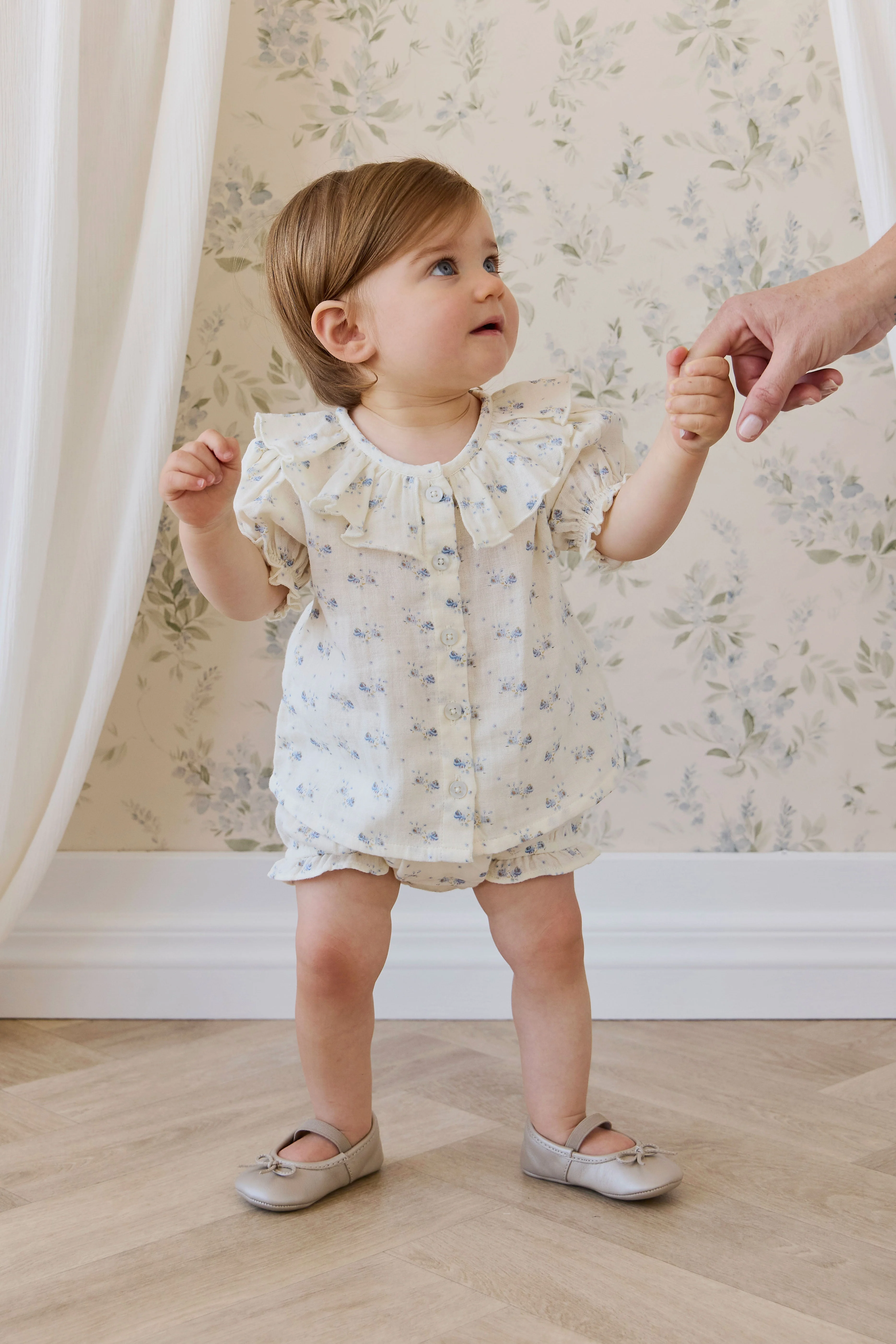 Organic Cotton Muslin Frill Bloomer-Molly Blue - Image 2