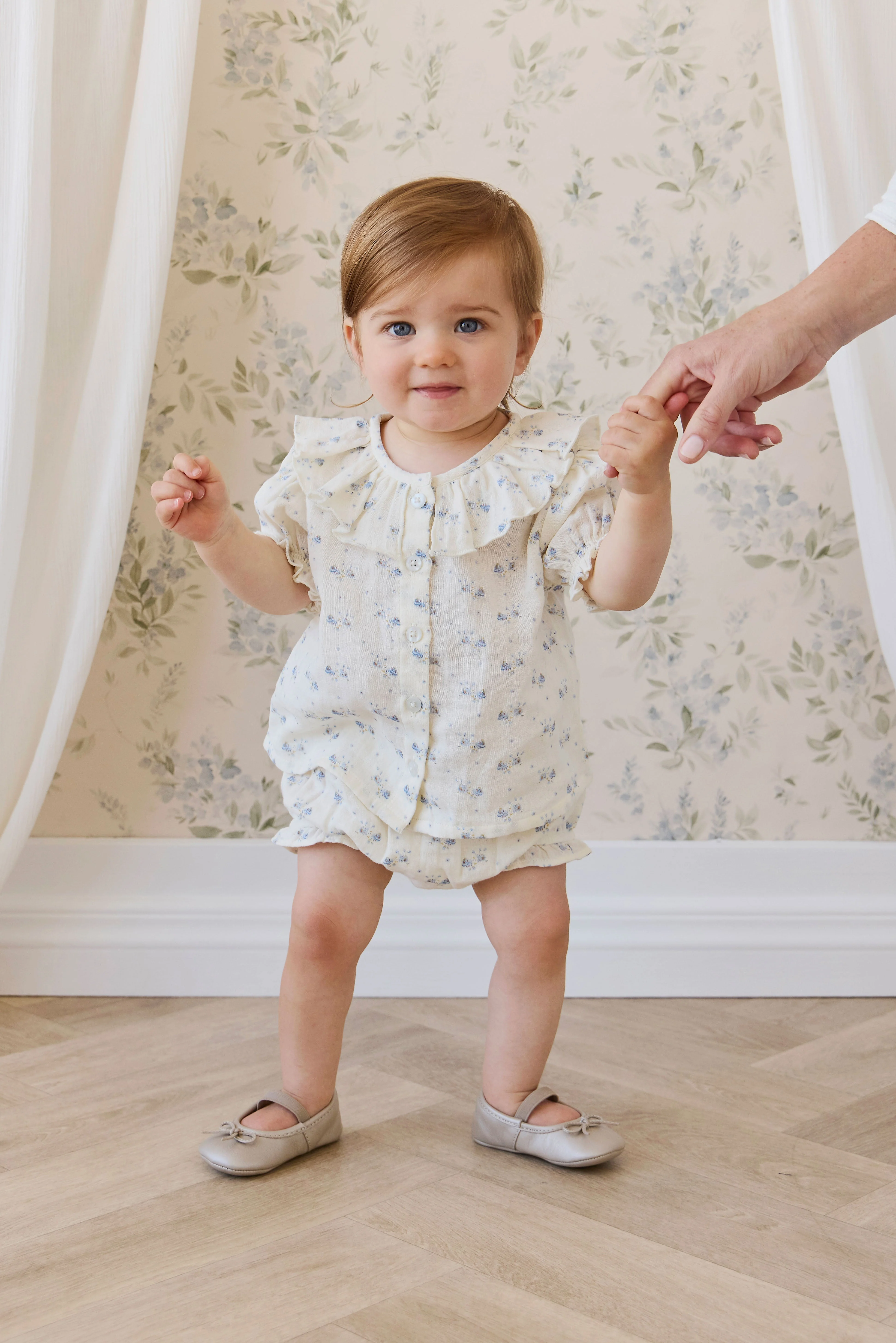 Organic Cotton Muslin Frill Bloomer-Molly Blue - Image 3