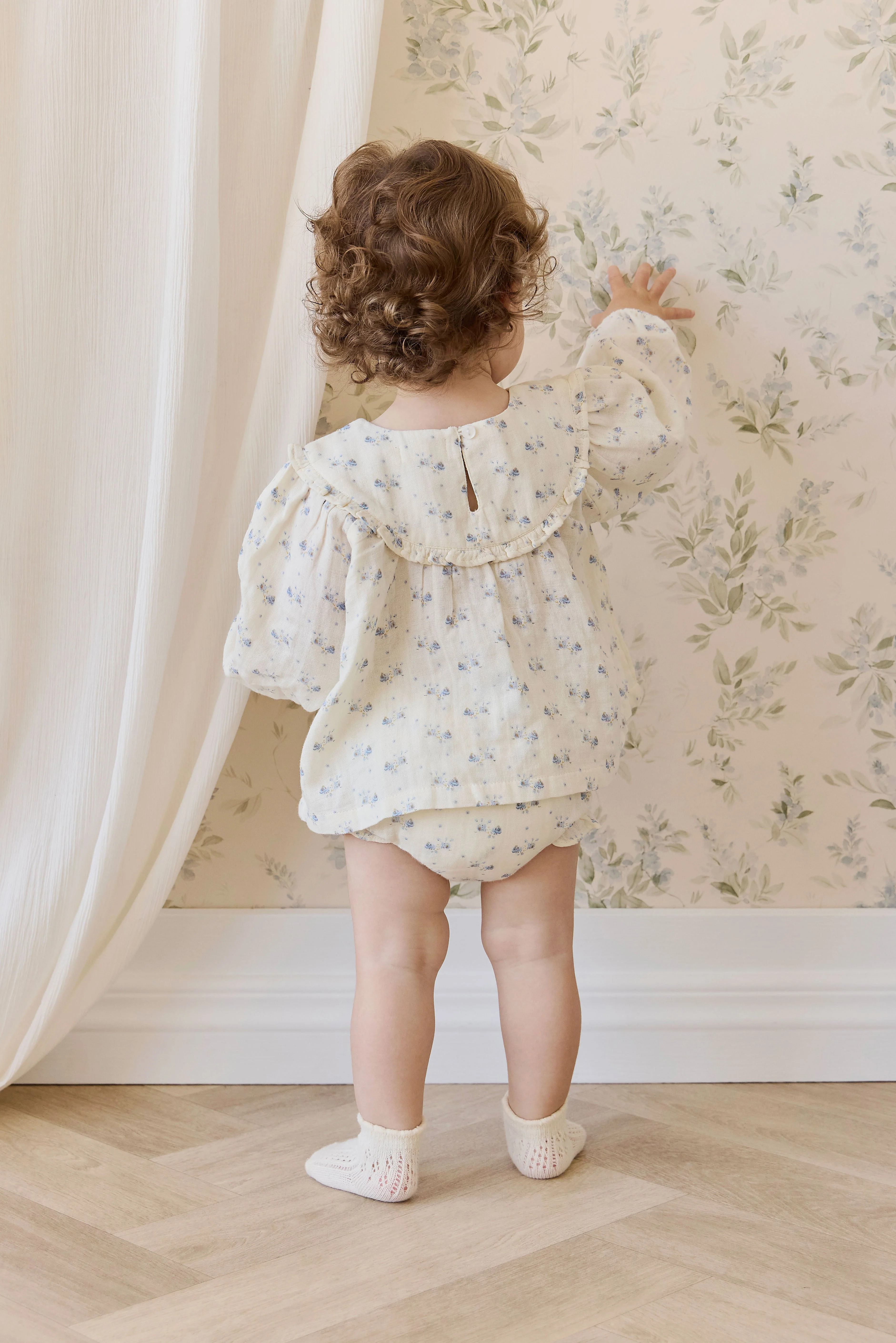 Organic Cotton Muslin Frill Bloomer-Molly Blue - Image 4