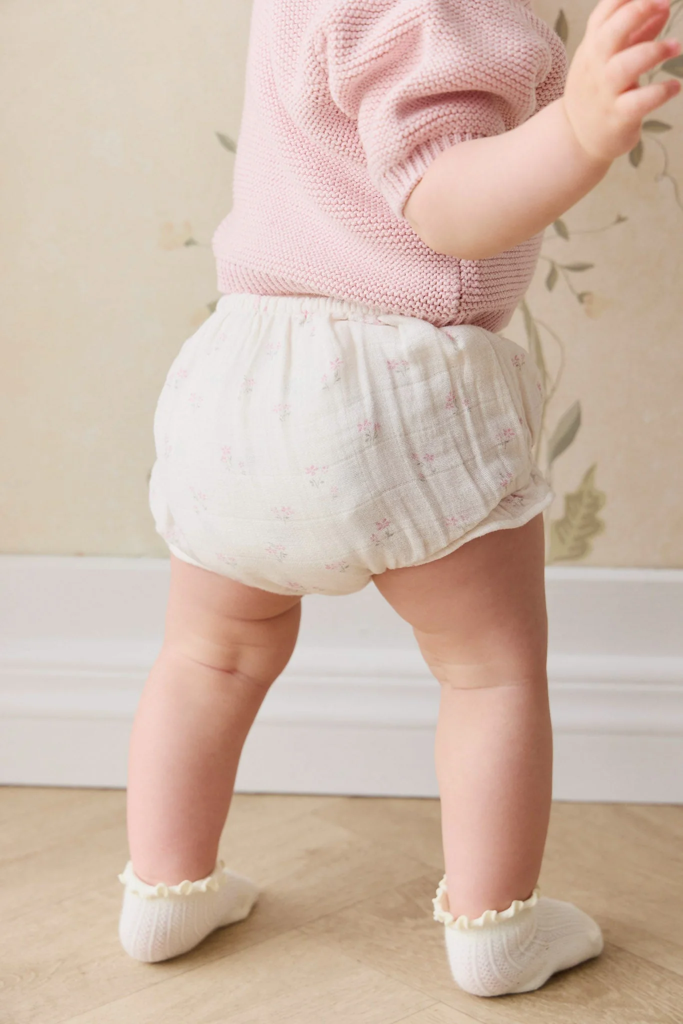 Organic Cotton Muslin Frill Bloomer - Pauline Pink - Image 2