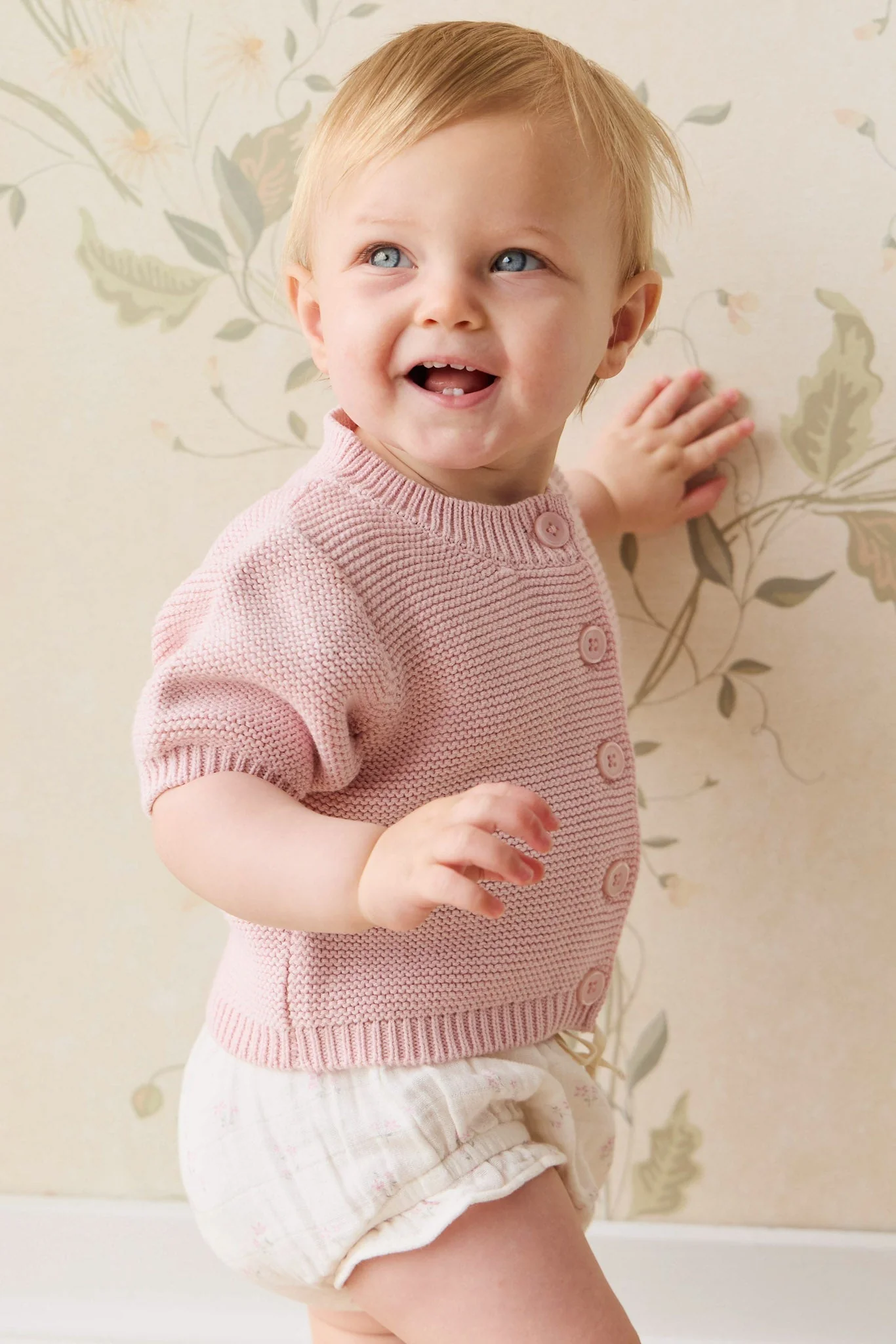 Organic Cotton Muslin Frill Bloomer - Pauline Pink - Image 3