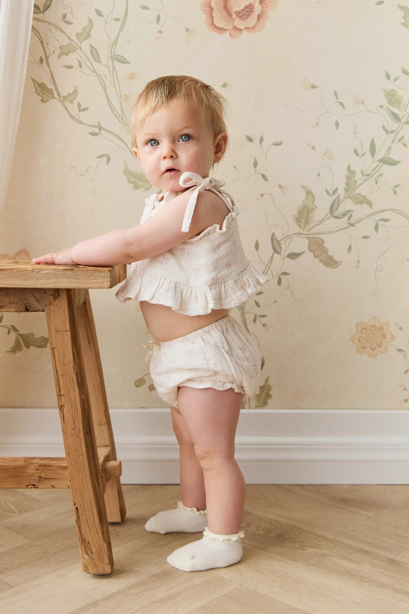 Organic Cotton Muslin Frill Bloomer - Pauline Pink - Image 4