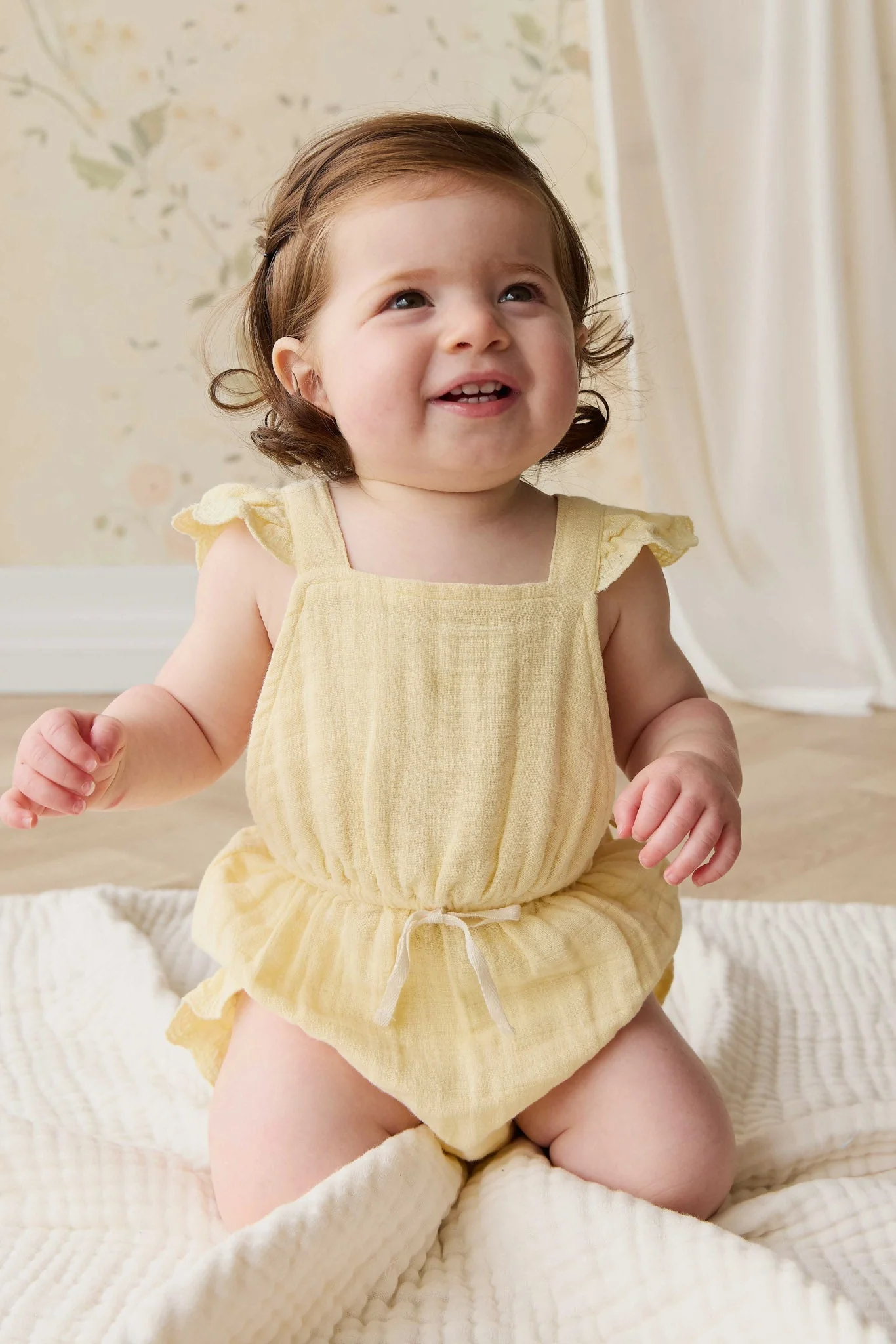 Organic Cotton Muslin Luciana Playsuit - Sunshine - Image 7