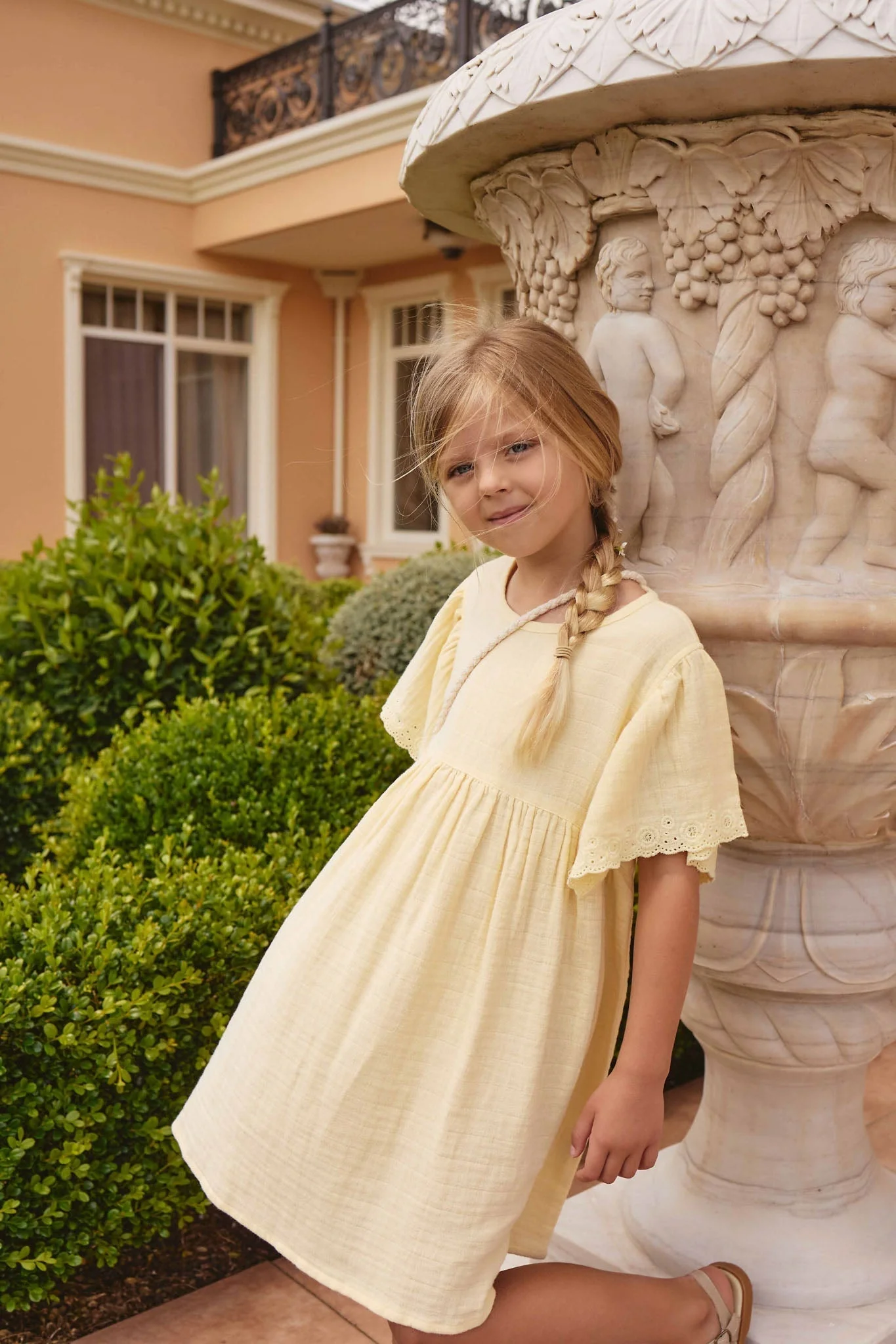 Organic Cotton Muslin Phillipa Dress - Sunshine - Image 4