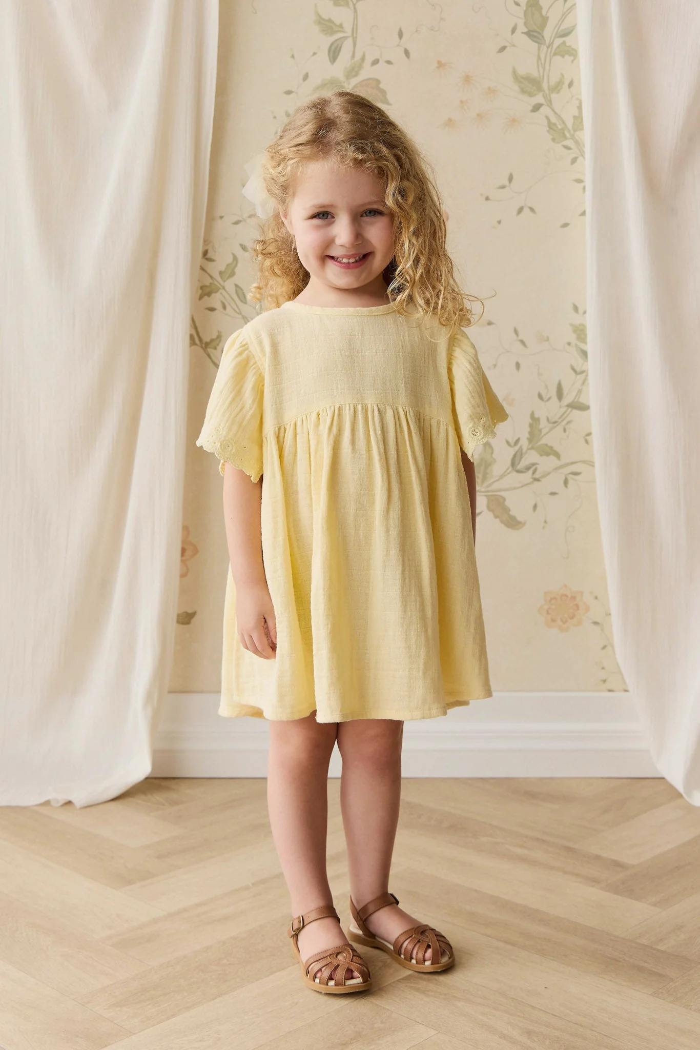 Organic Cotton Muslin Phillipa Dress - Sunshine - Image 6