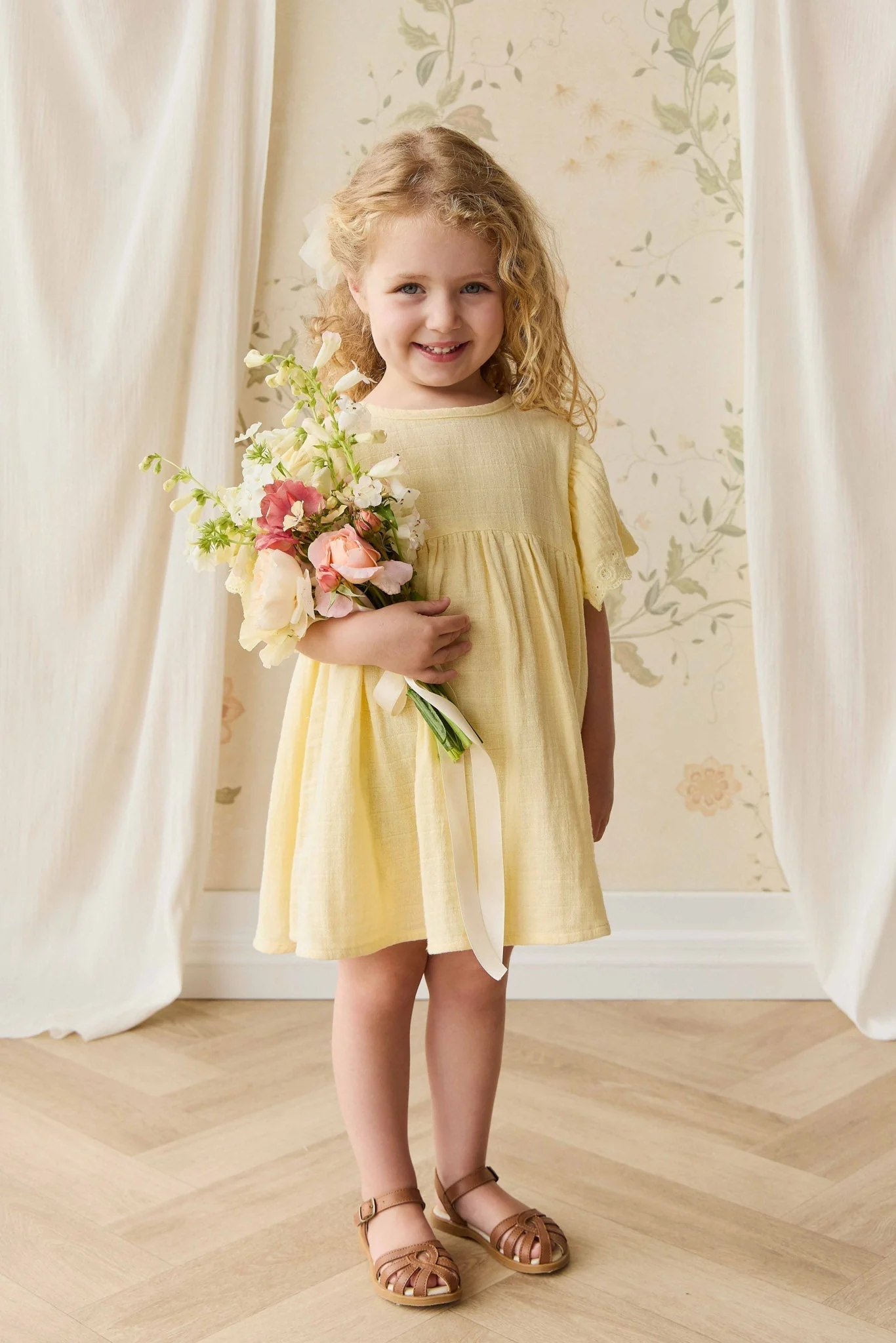 Organic Cotton Muslin Phillipa Dress - Sunshine - Image 8
