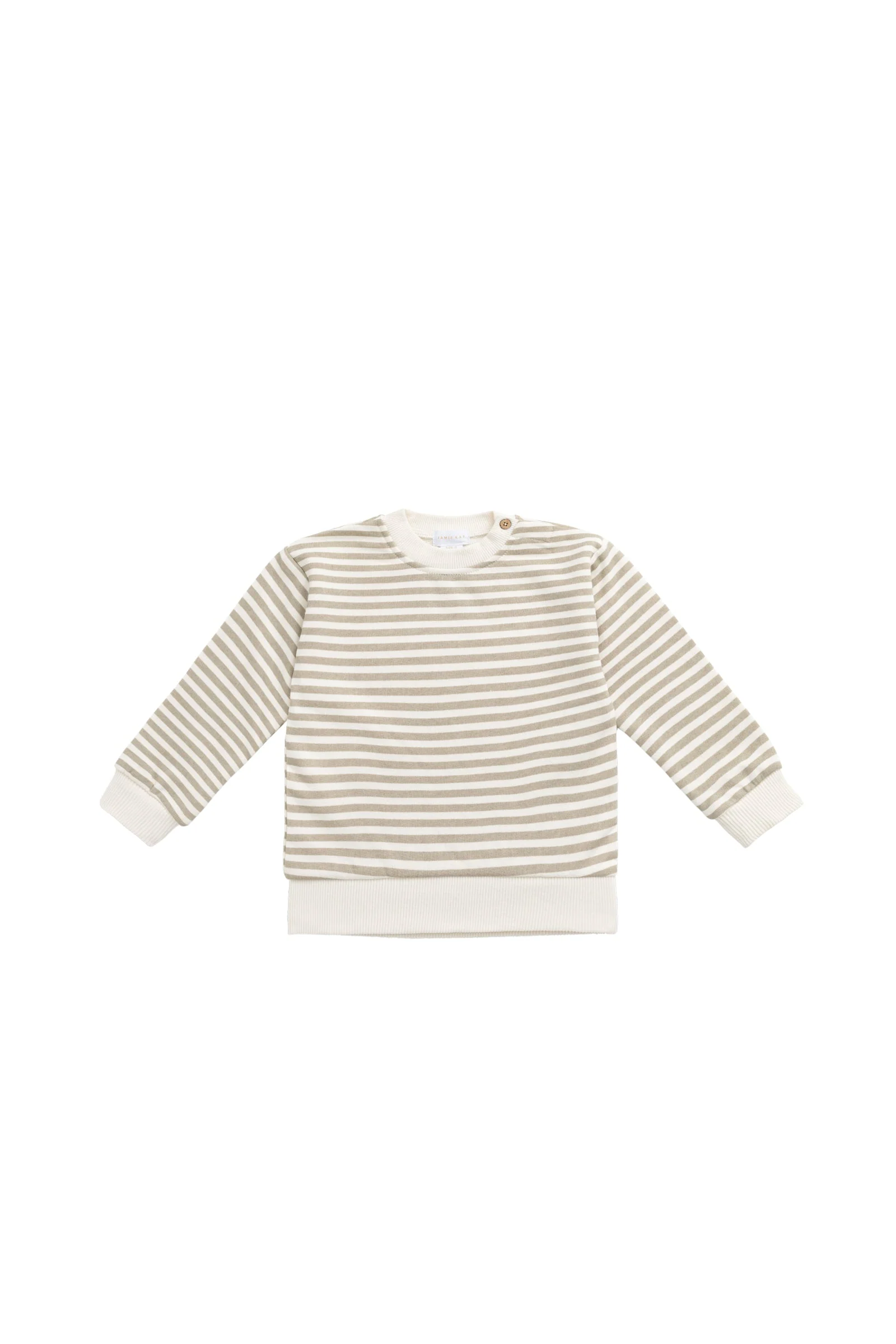 Organic Cotton Peyton Sweatshirt - Slim Stripe Sandy Brown/Cloud - Image 2