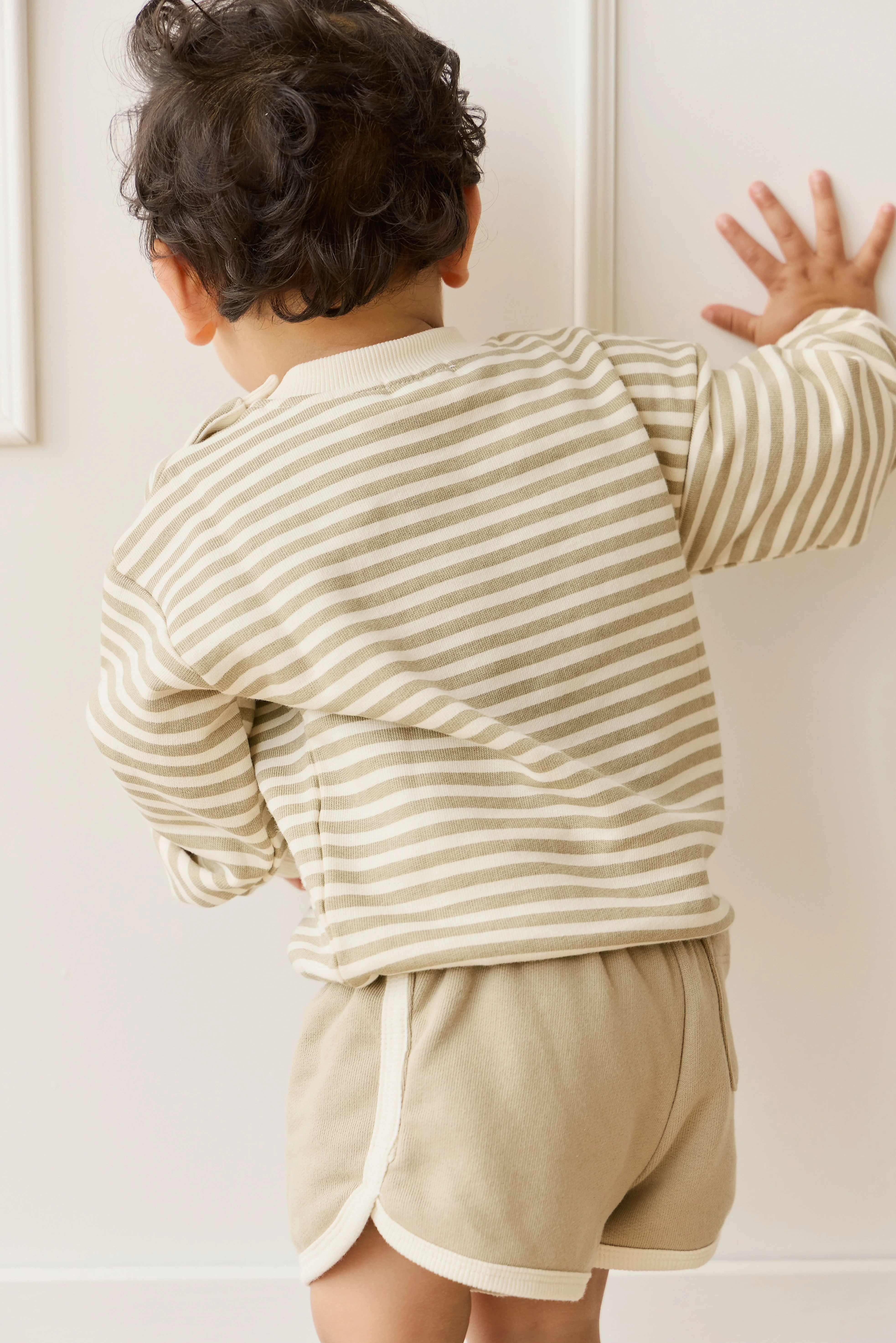 Organic Cotton Peyton Sweatshirt - Slim Stripe Sandy Brown/Cloud - Image 3