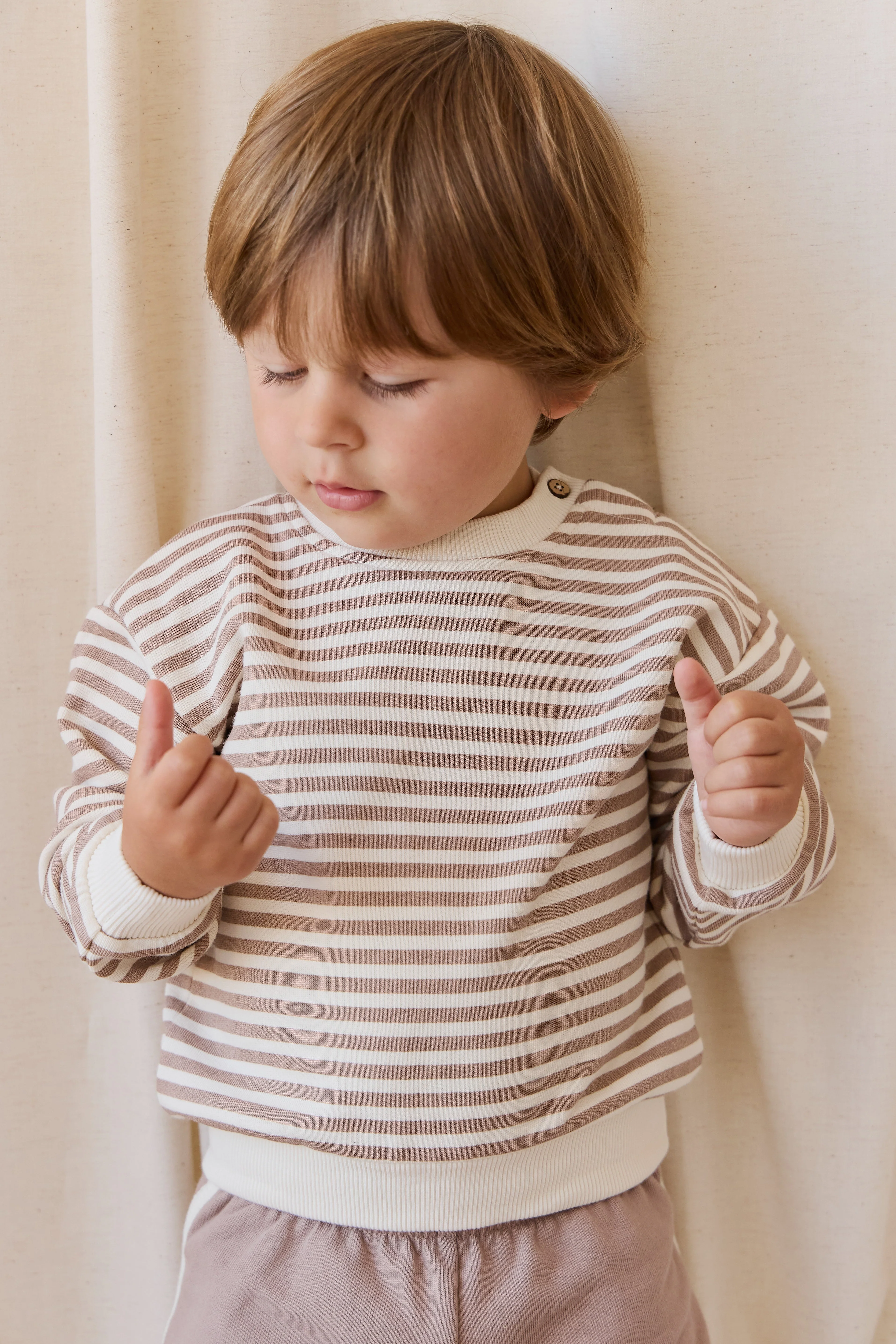 Organic Cotton Peyton Sweatshirt - Standard Stripe Carven Clay/Cloud - Image 3