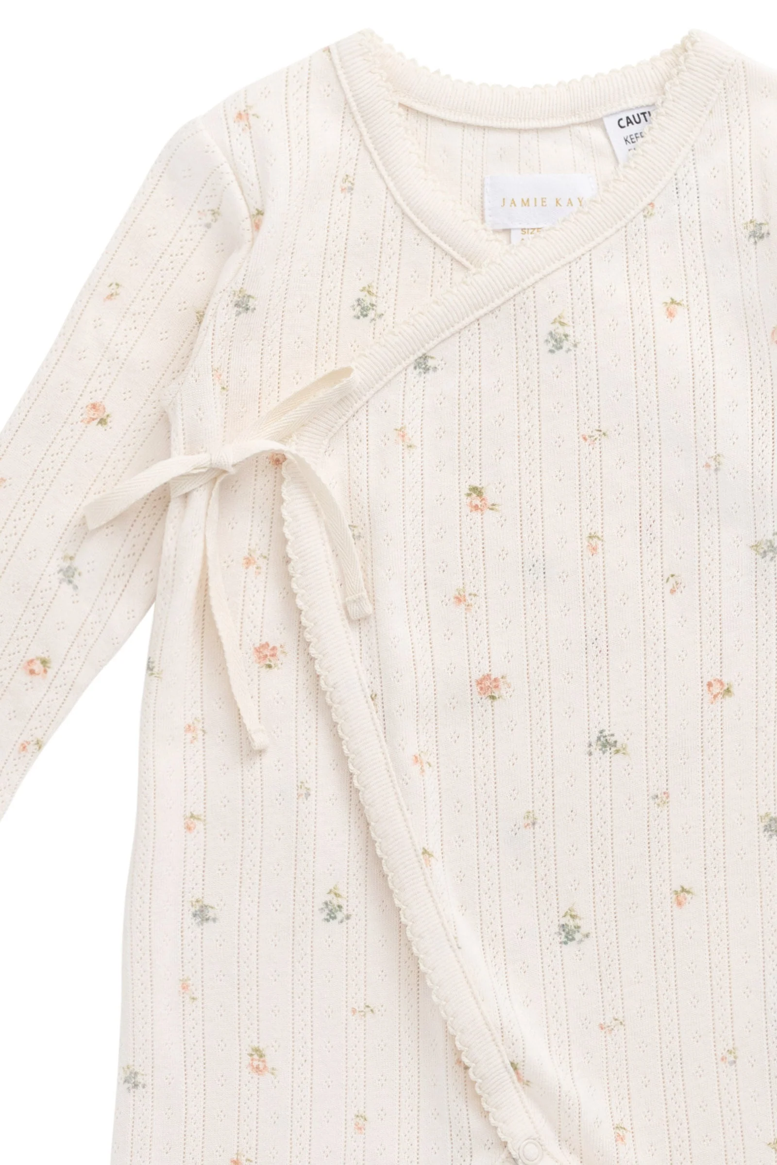 Organic Cotton Pointelle Wrap Onepiece - Sweet Magnolia Simple - Image 2