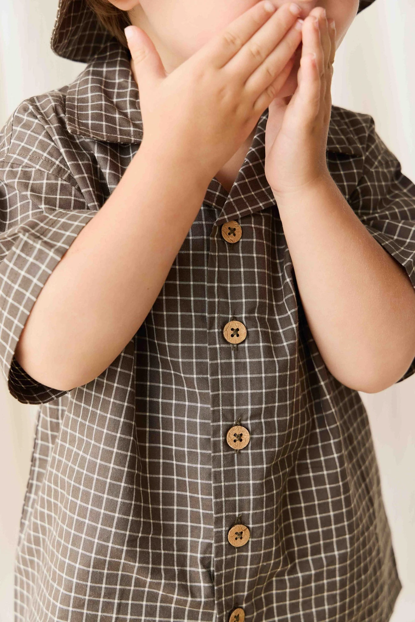 Organic Cotton Silas Shirt - Coffee Grid - Image 7