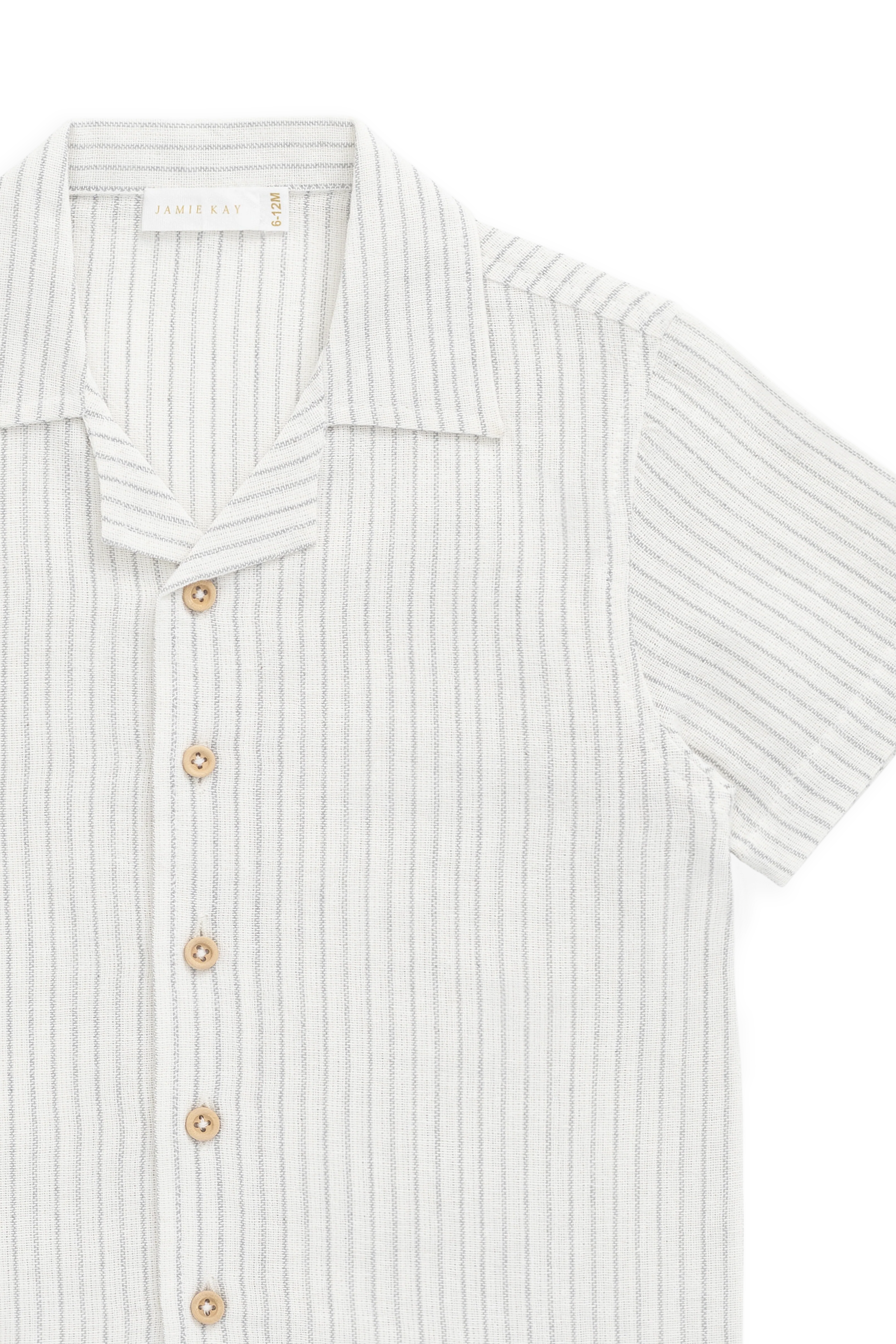 Organic Cotton Silas Shirt-Mini Pinstripe Parchment / Dawn - Image 8