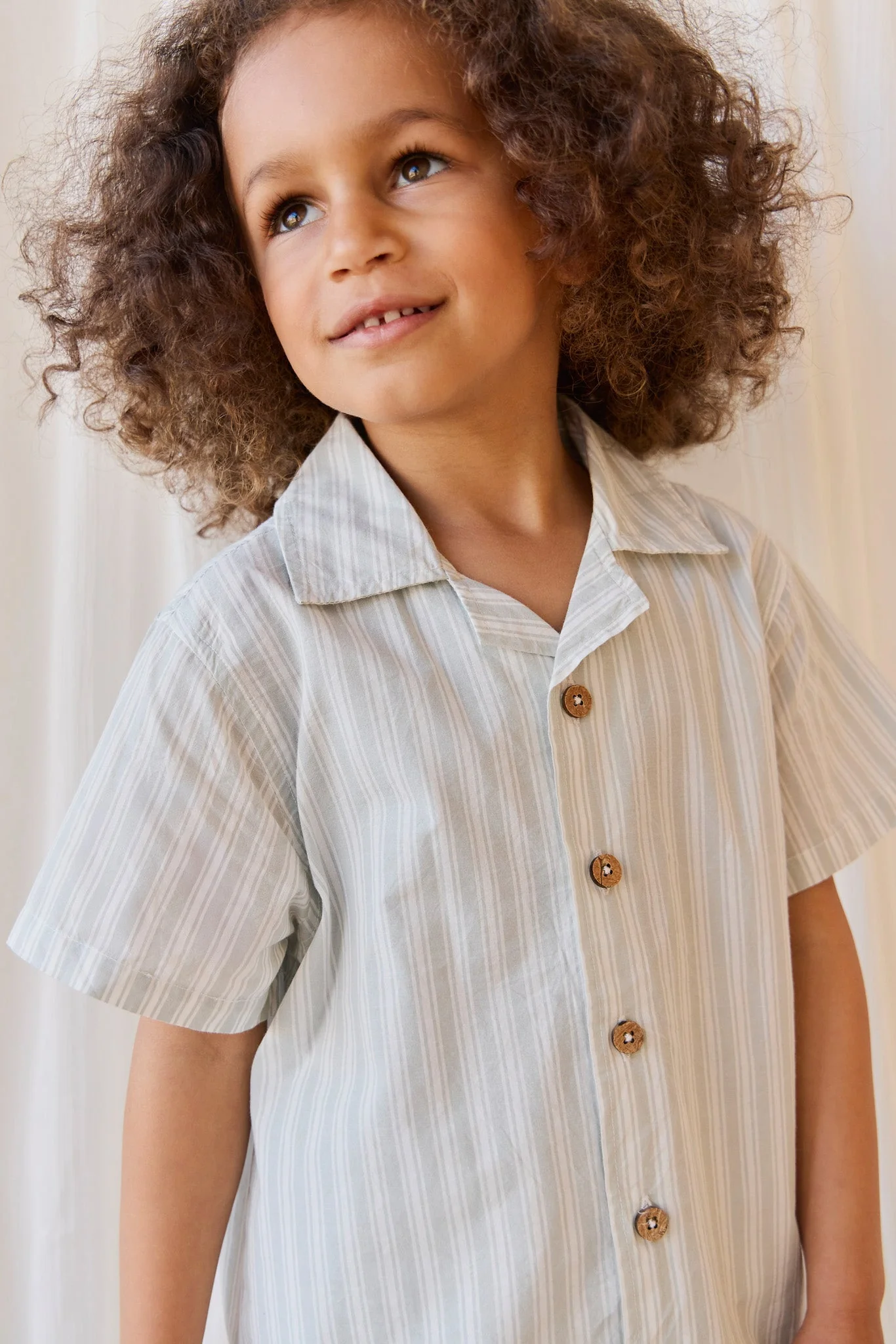 Organic Cotton Silas Shirt - Variegated Stripe Shoreline - Image 4