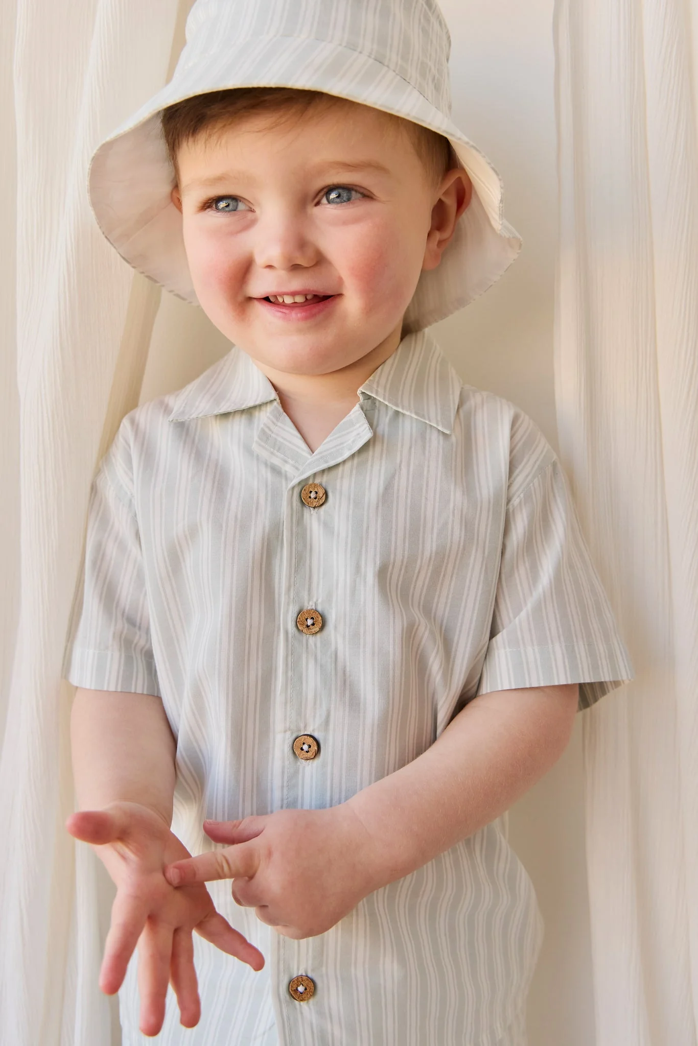Organic Cotton Silas Shirt - Variegated Stripe Shoreline - Image 6