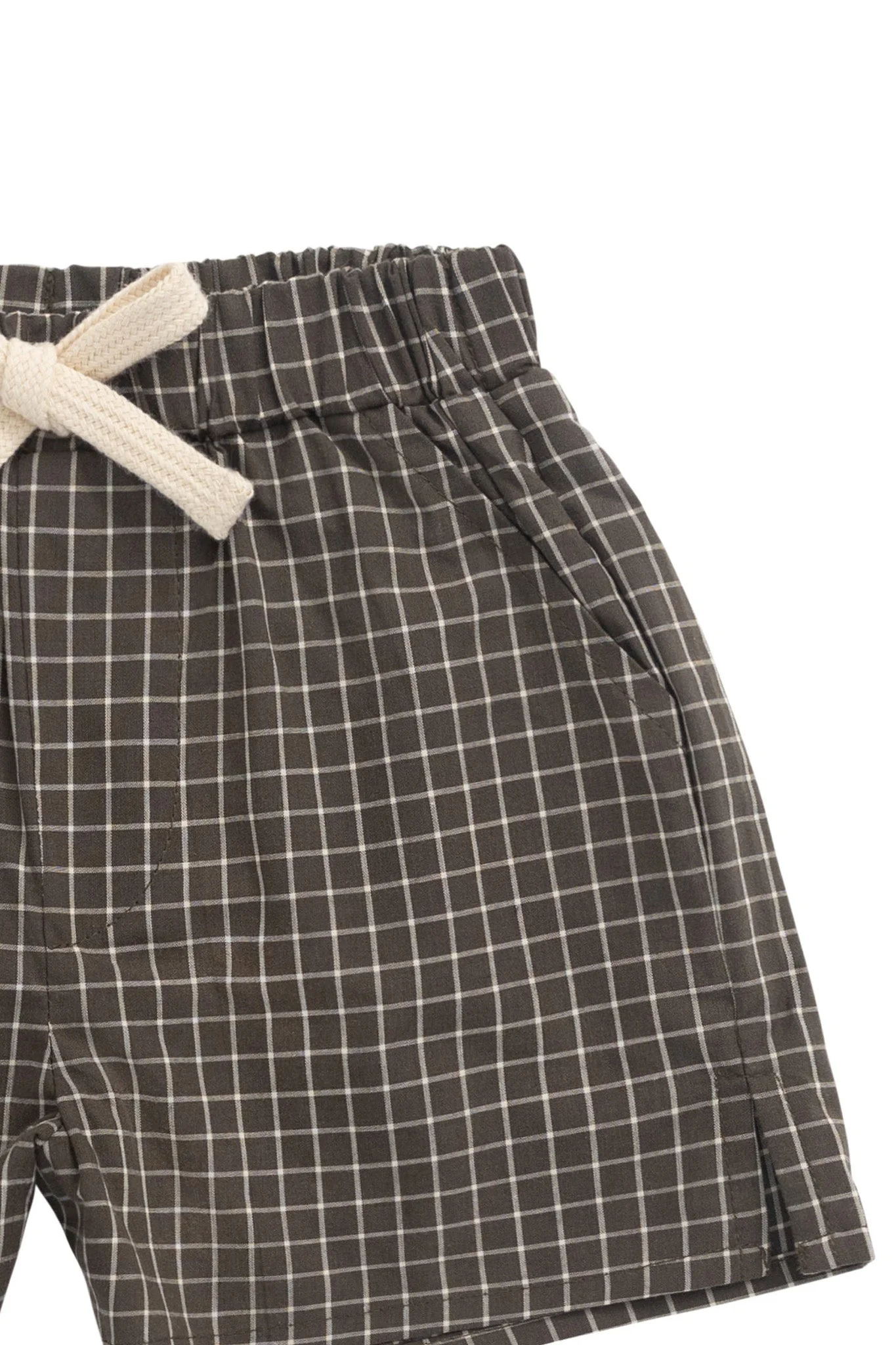 Organic Cotton Silas Short - Coffee Grid - Image 5