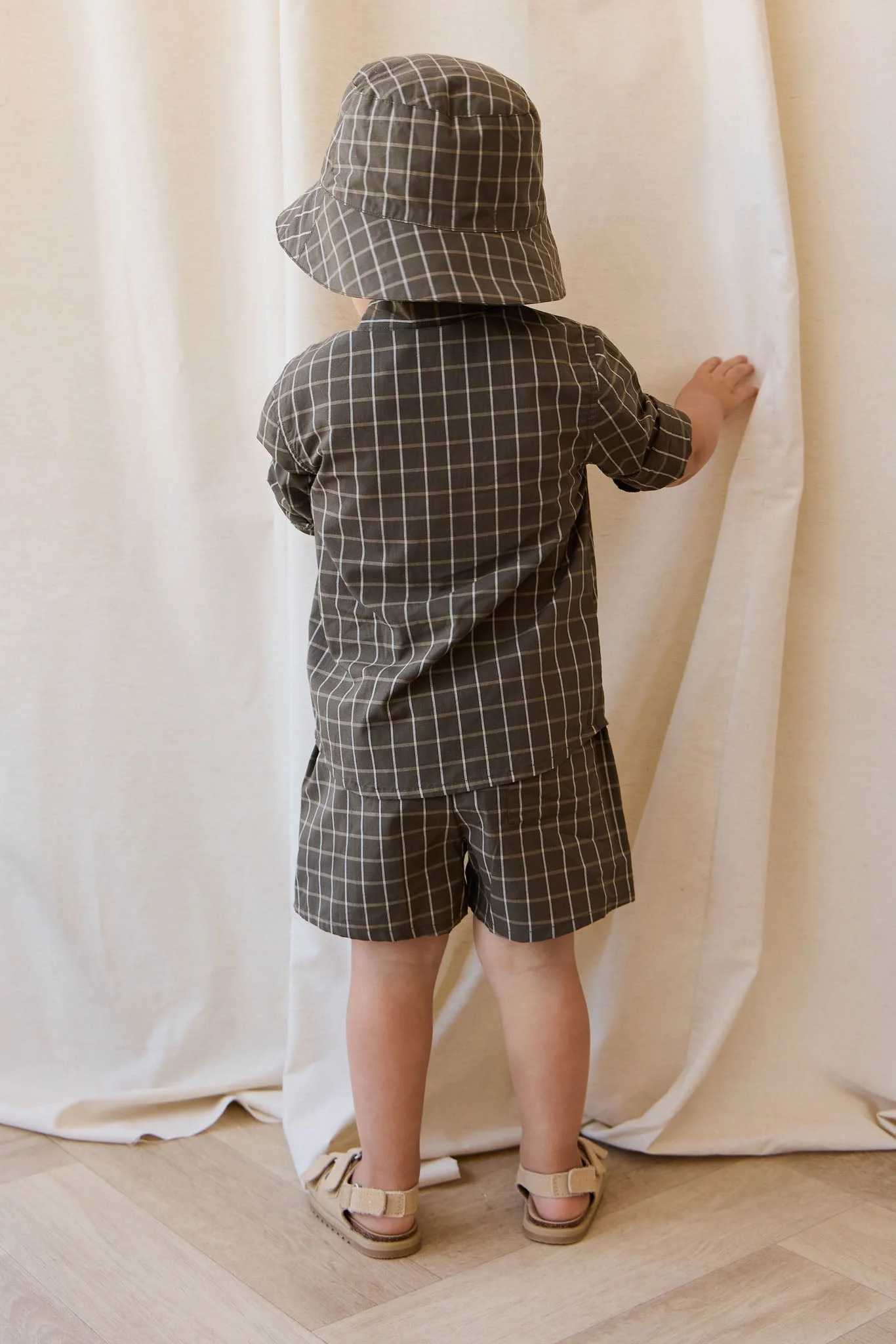 Organic Cotton Silas Short - Variegated Grid Tarmac - Image 5