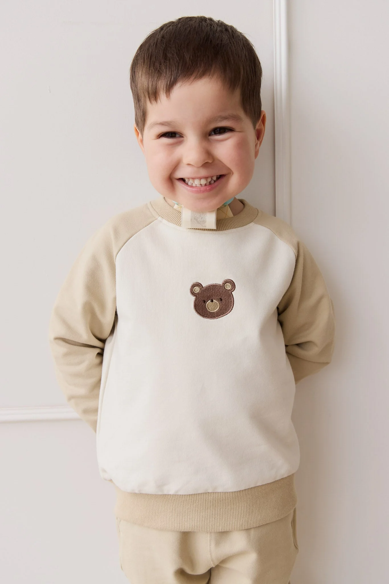 Organic Cotton Tao Sweatshirt - Biscuit/Cloud Bobbie Bear - Image 5