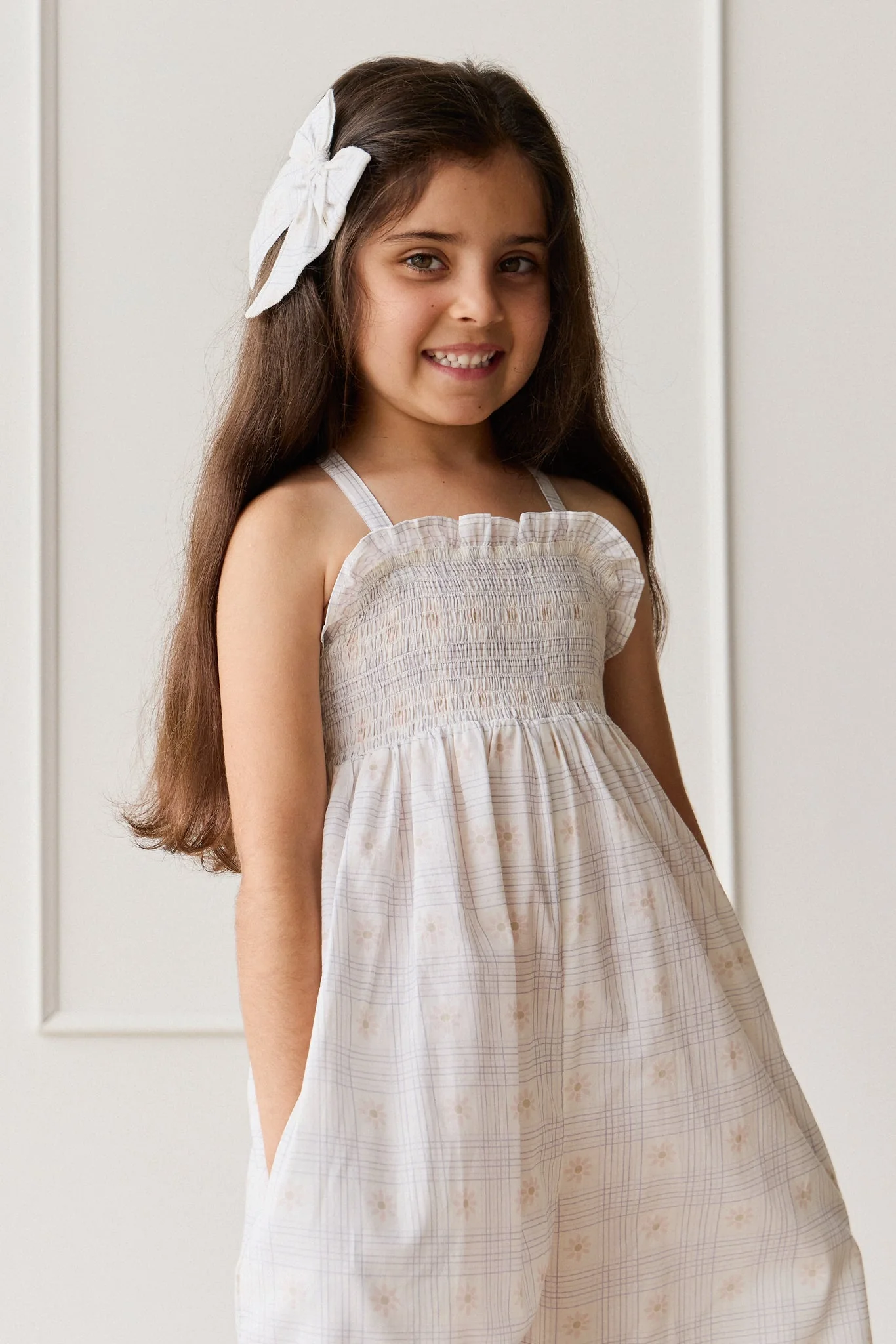 Organic Cotton Volie Bow - Marguerite Egret - Image 3