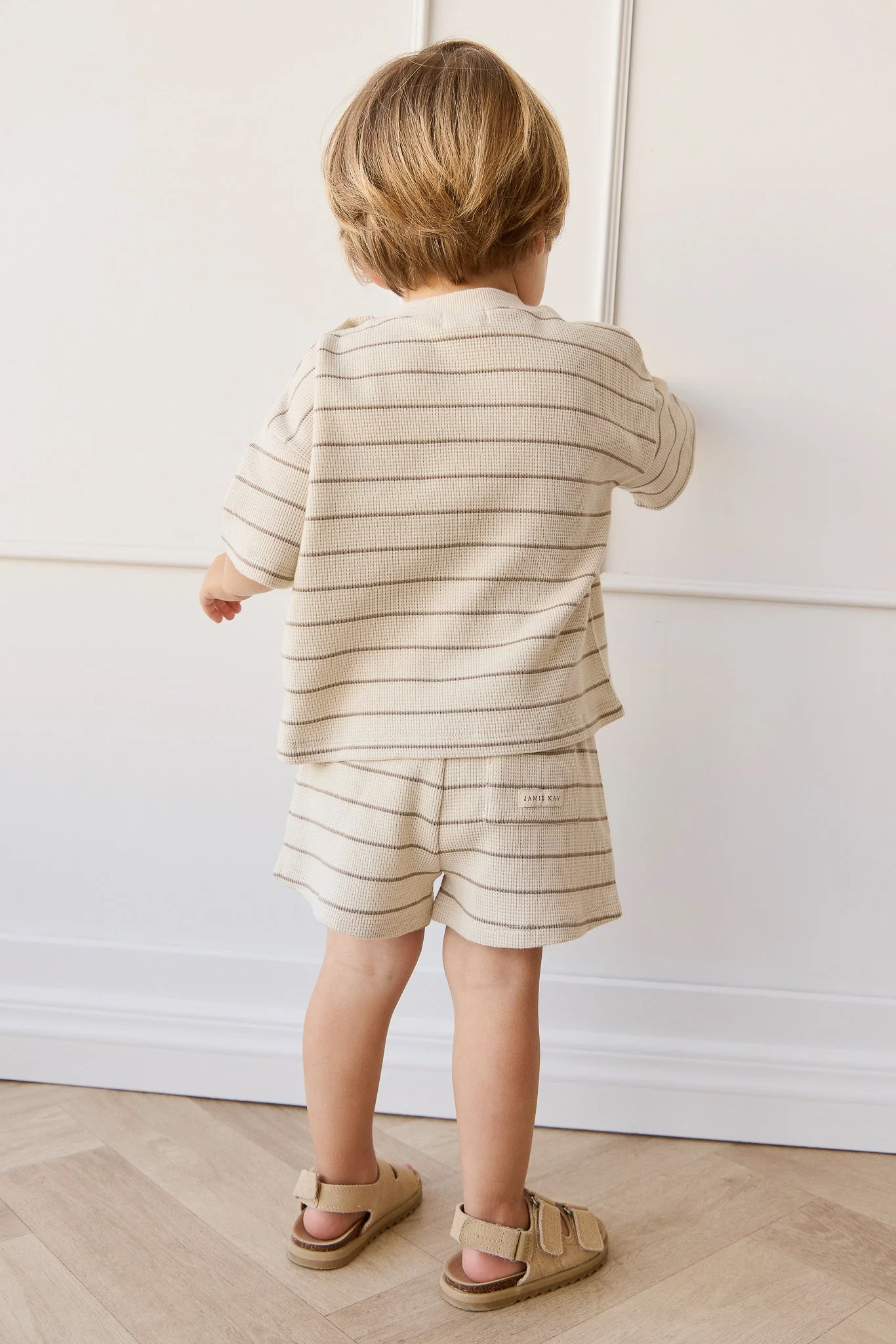 Organic Cotton Waffle Leith Short - General Stripe Cassava/Batch - Image 5