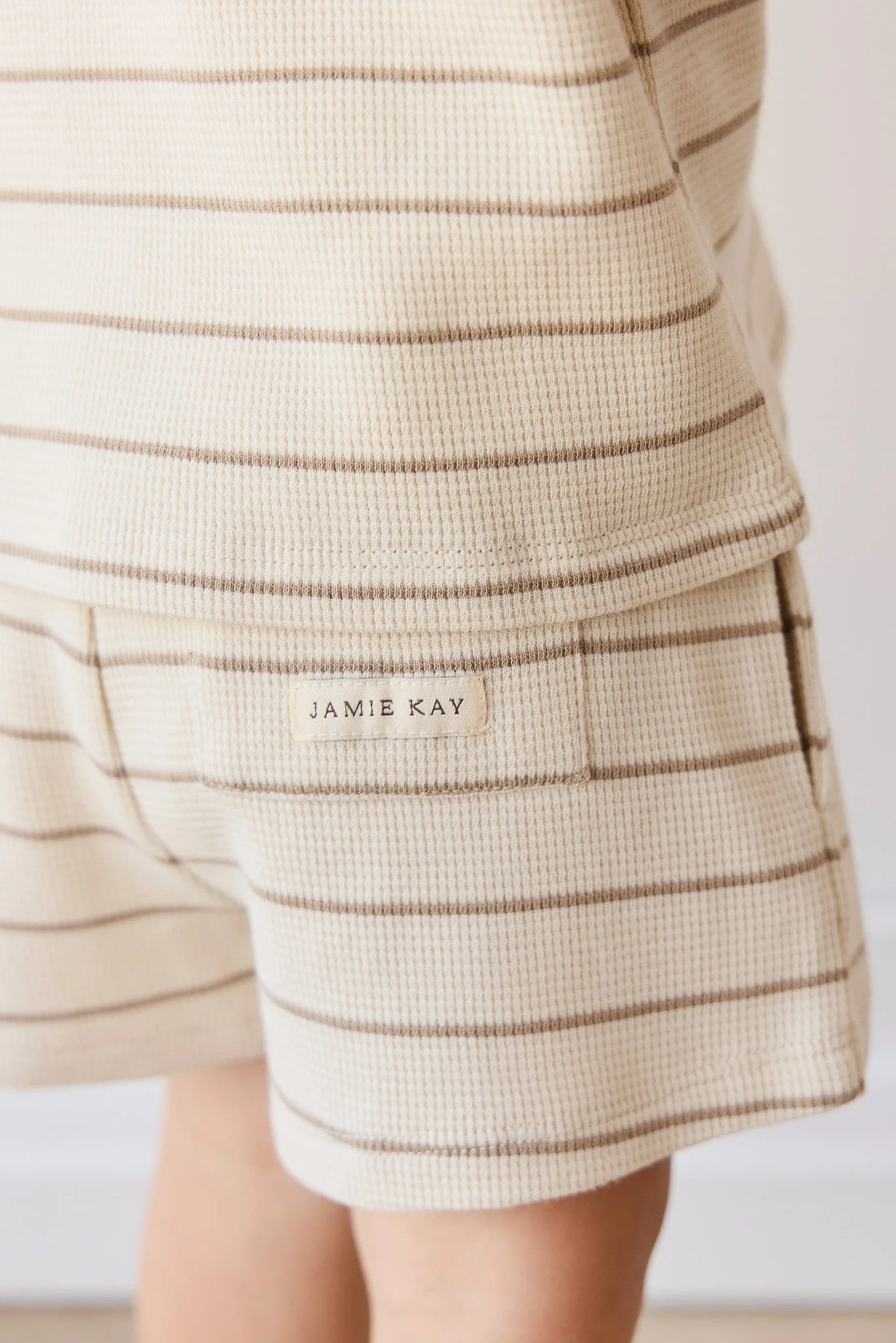 Organic Cotton Waffle Leith Short - General Stripe Cassava/Batch - Image 6