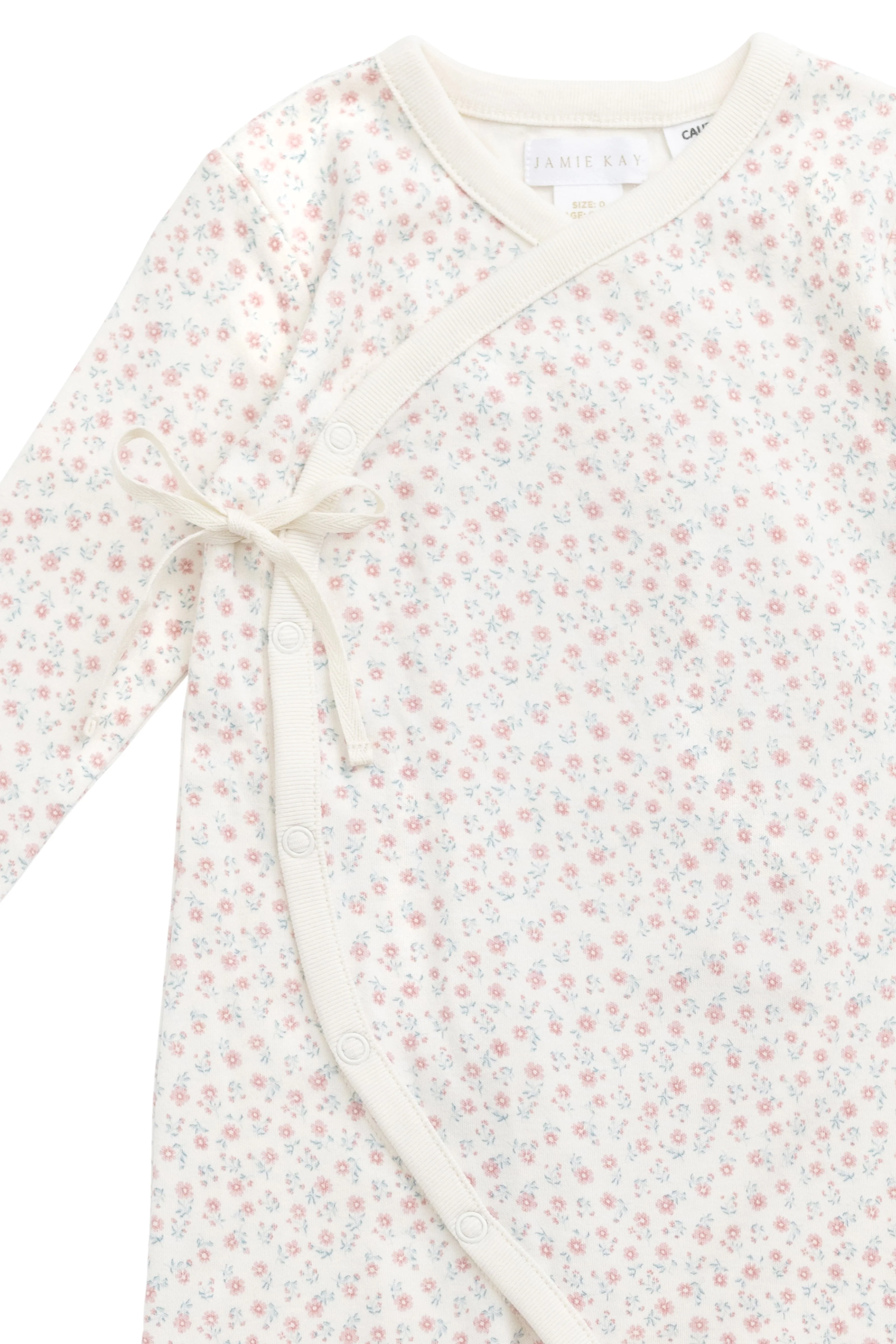 Organic Cotton Wrap Onepiece - Posy Garden Pink - Image 7