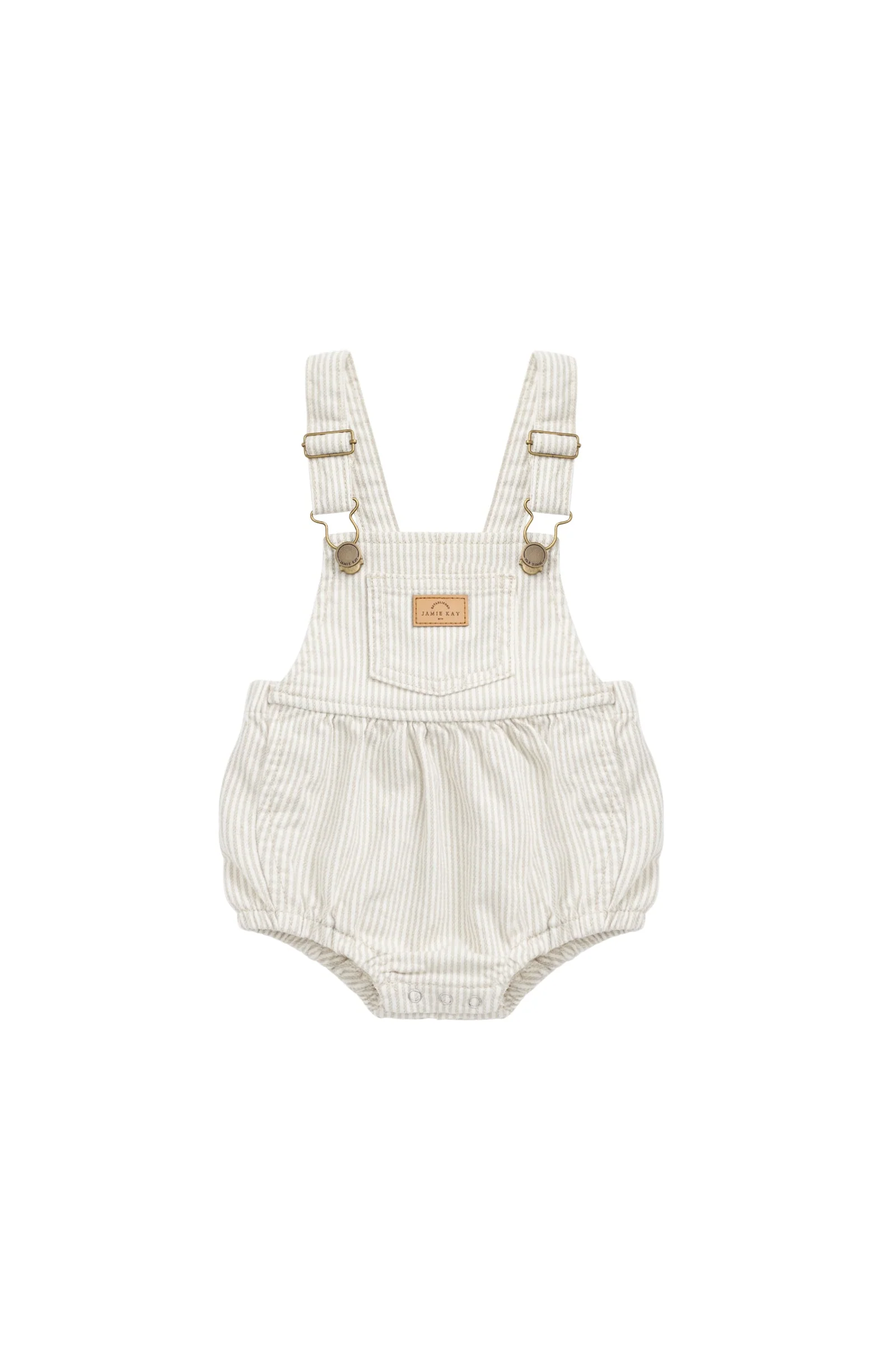 Pax Playsuit - Fine Vertical Stripe Sandy Brown/Cloud - Image 2