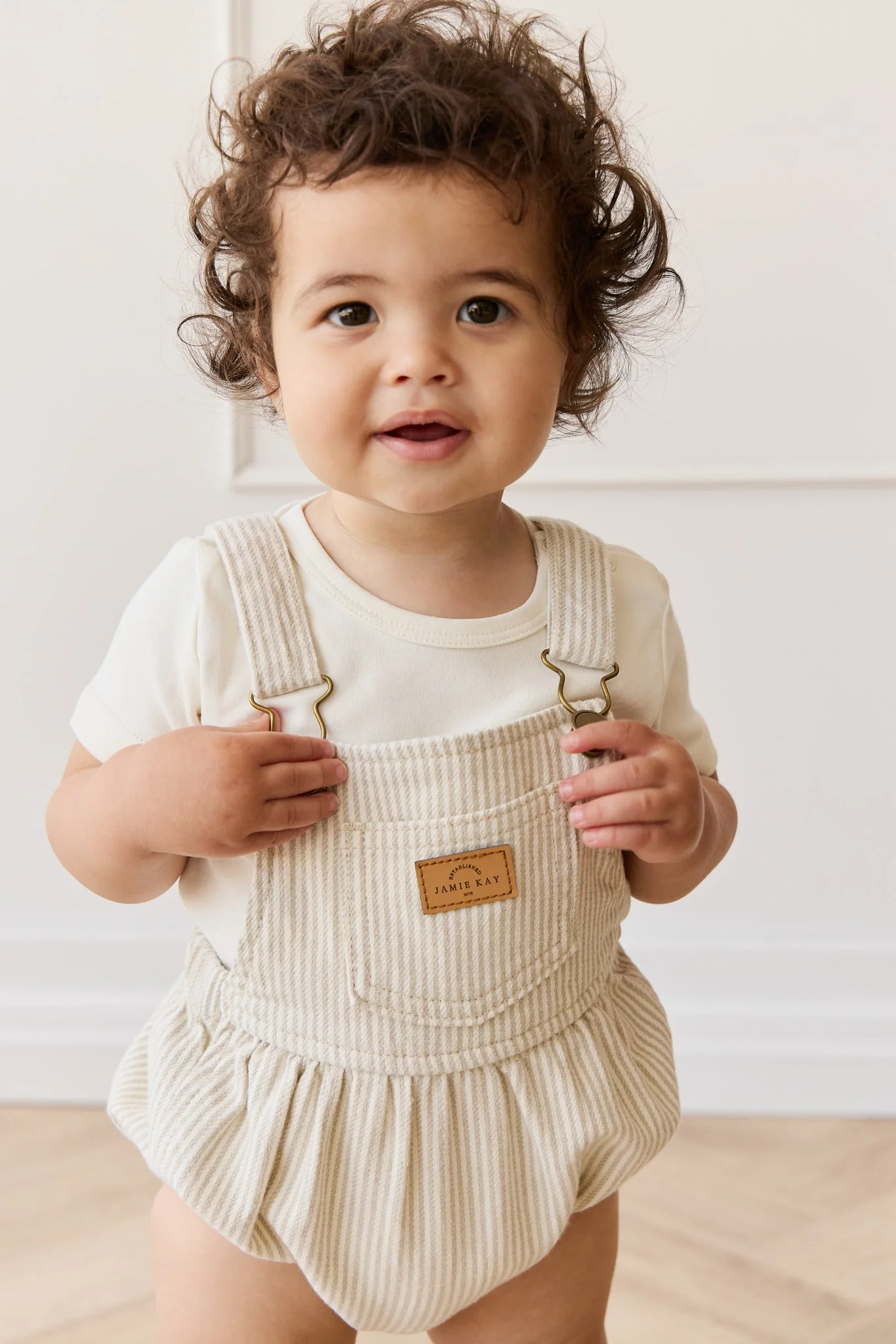 Pax Playsuit - Fine Vertical Stripe Sandy Brown/Cloud - Image 4