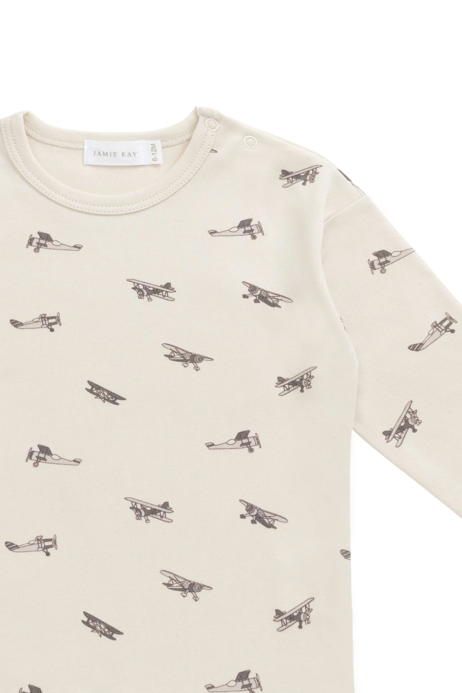 Pima Cotton Arnold Long Sleeve Top - Avion Oat - Image 6