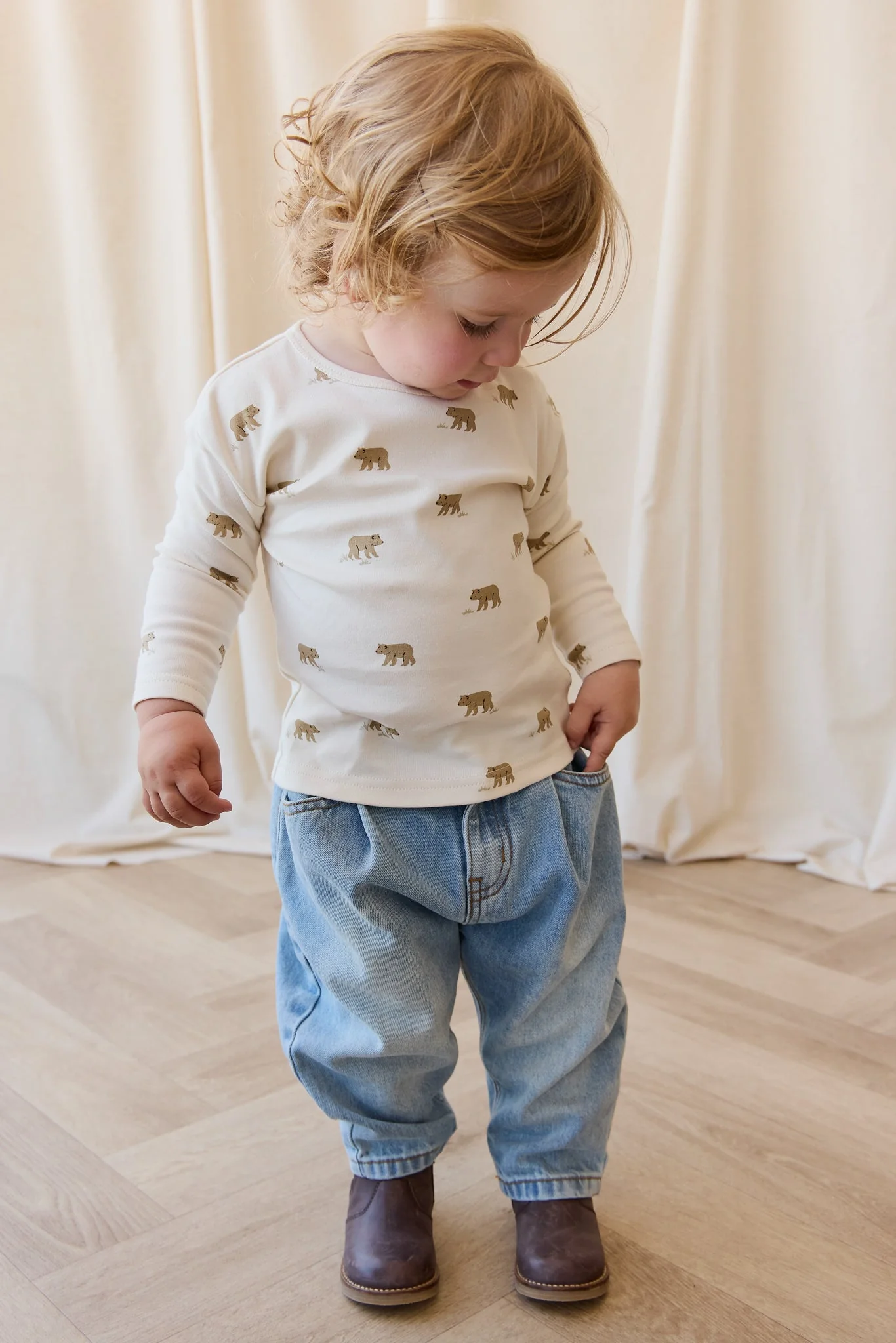Pima Cotton Arnold Long Sleeve Top - Cub Walk Samoyed - Image 3