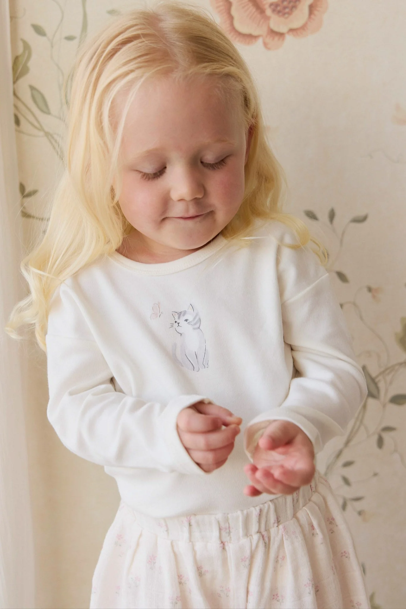 Pima Cotton Arnold Long Sleeve Top - Little Moon Parchment - Image 2