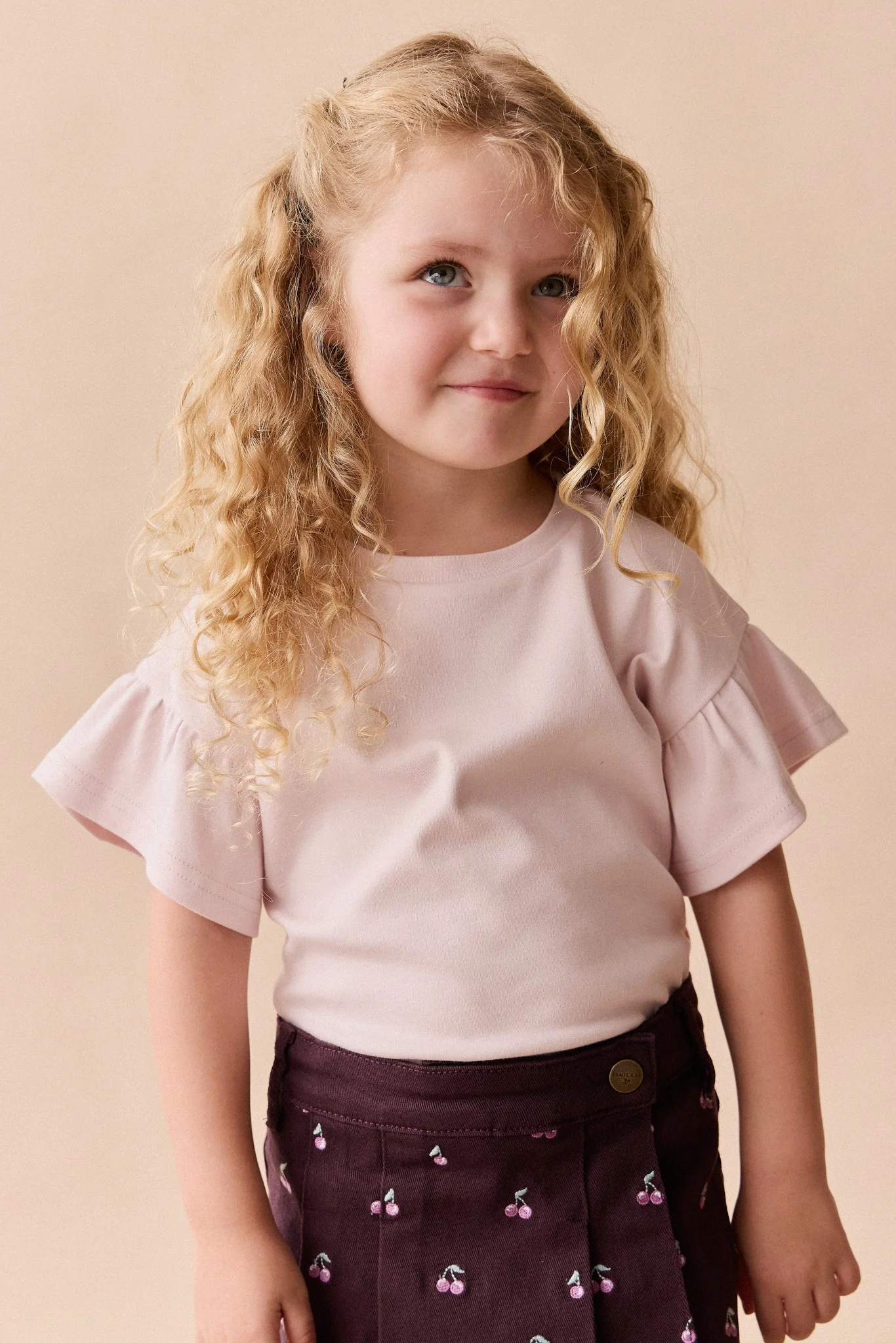 Pima Cotton Courtney Ruffle Top - Soft Misty Rose - Image 6