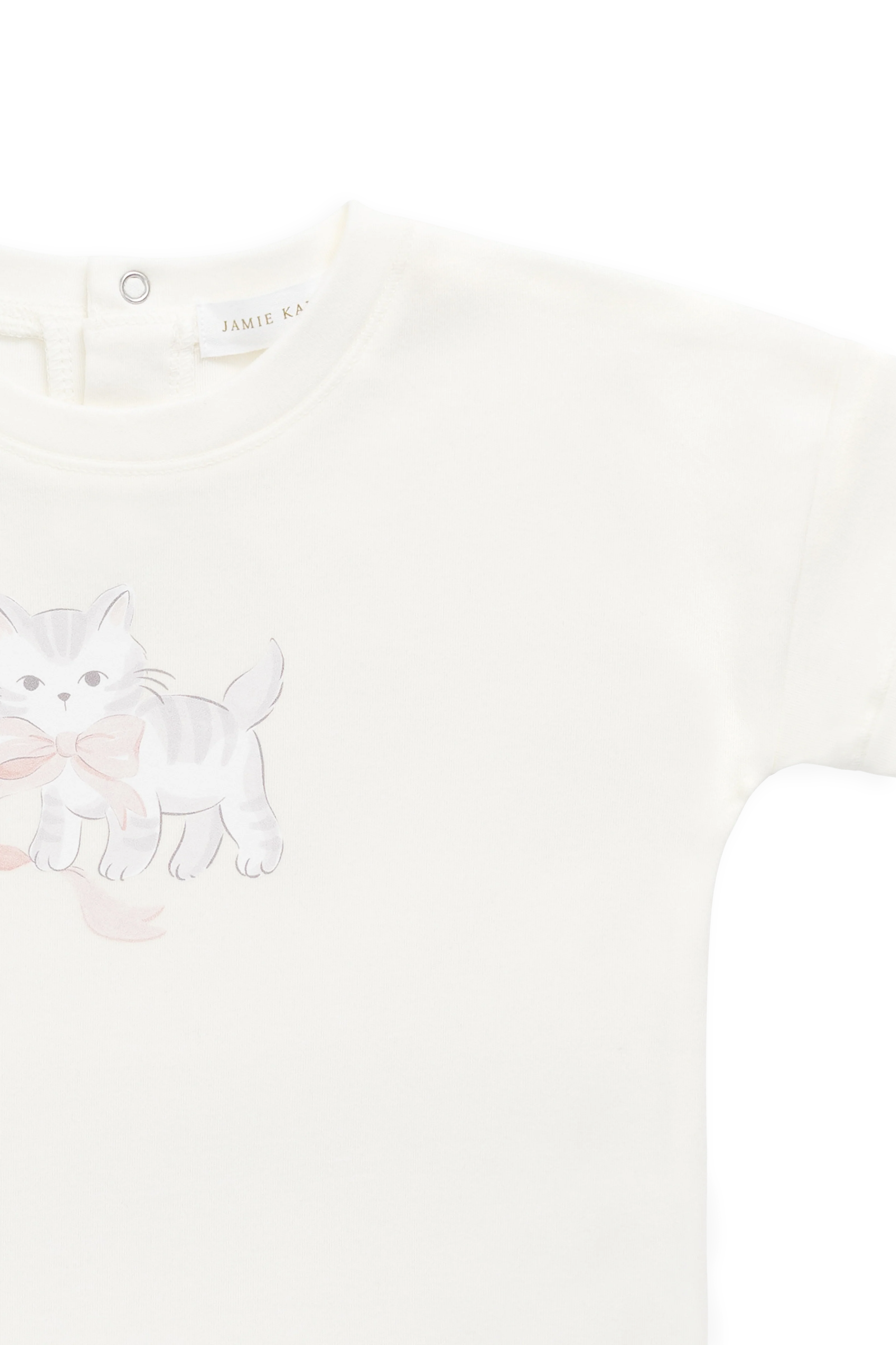 Pima Cotton Mimi Top-Parchment Bow Kitty - Image 3