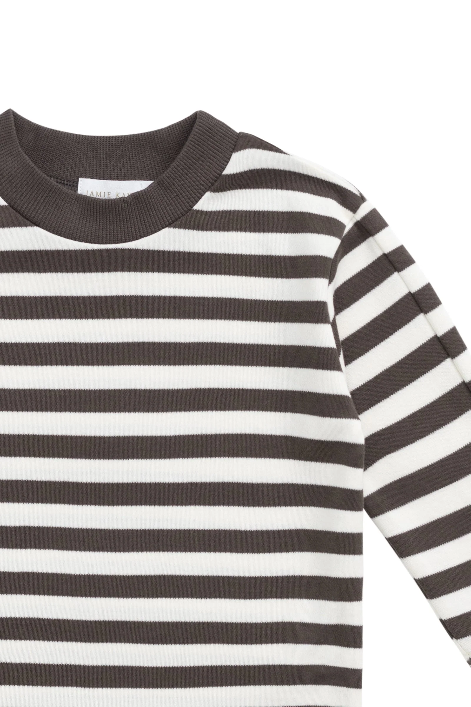 Pima Cotton Pedro Long Sleeve Tee - Essential Stripe Cloud/Dark Coffee - Image 3