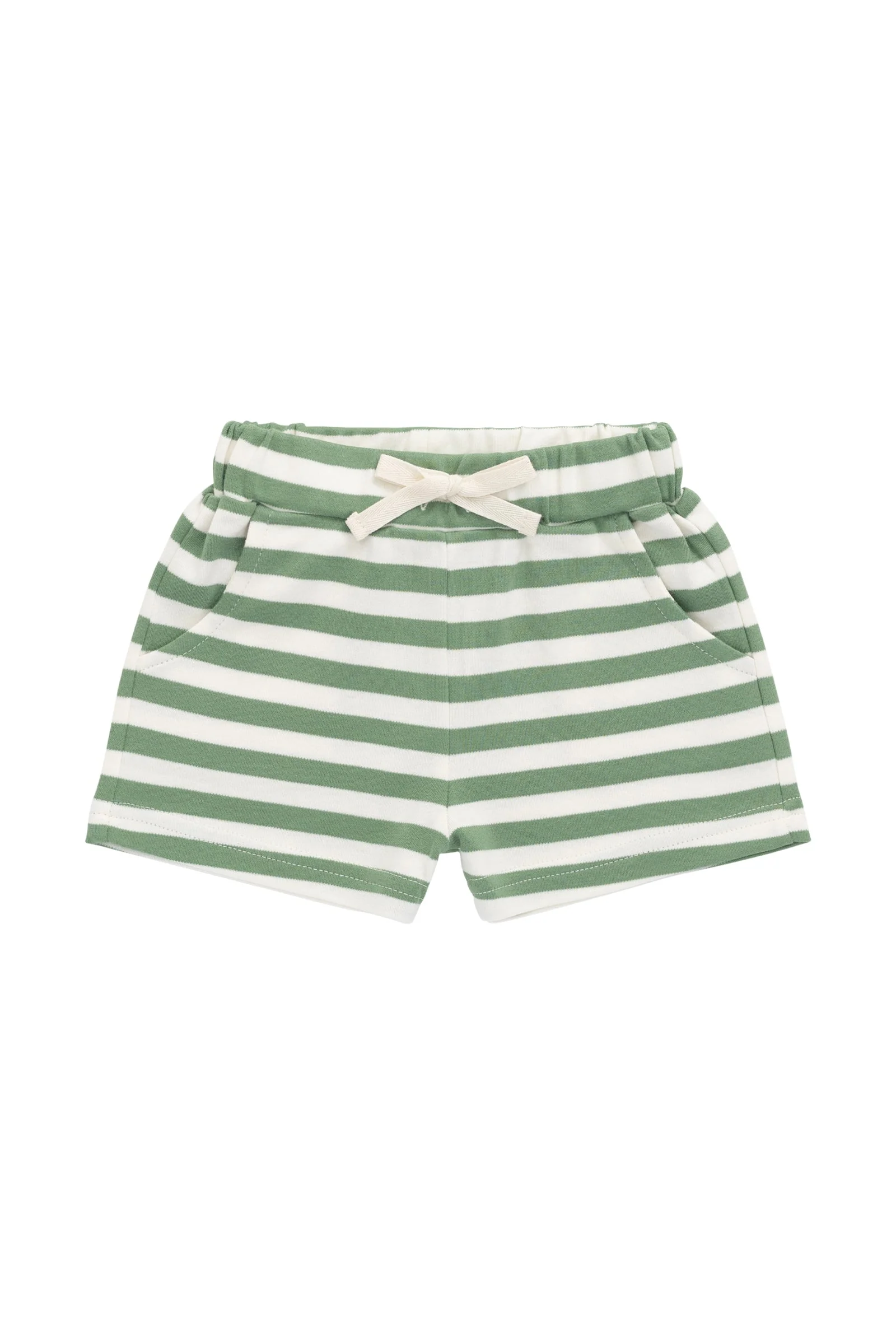 Pima Cotton Wesley Short - Essential Stripe Parchment/Snow Pea - Image 2