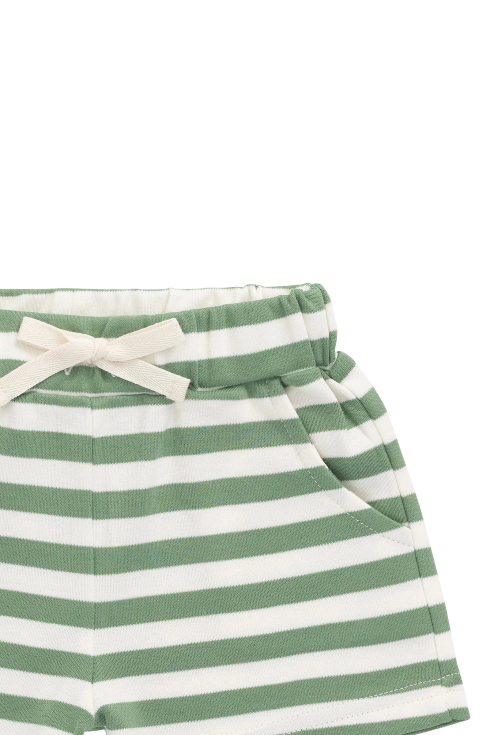 Pima Cotton Wesley Short - Essential Stripe Parchment/Snow Pea - Image 5