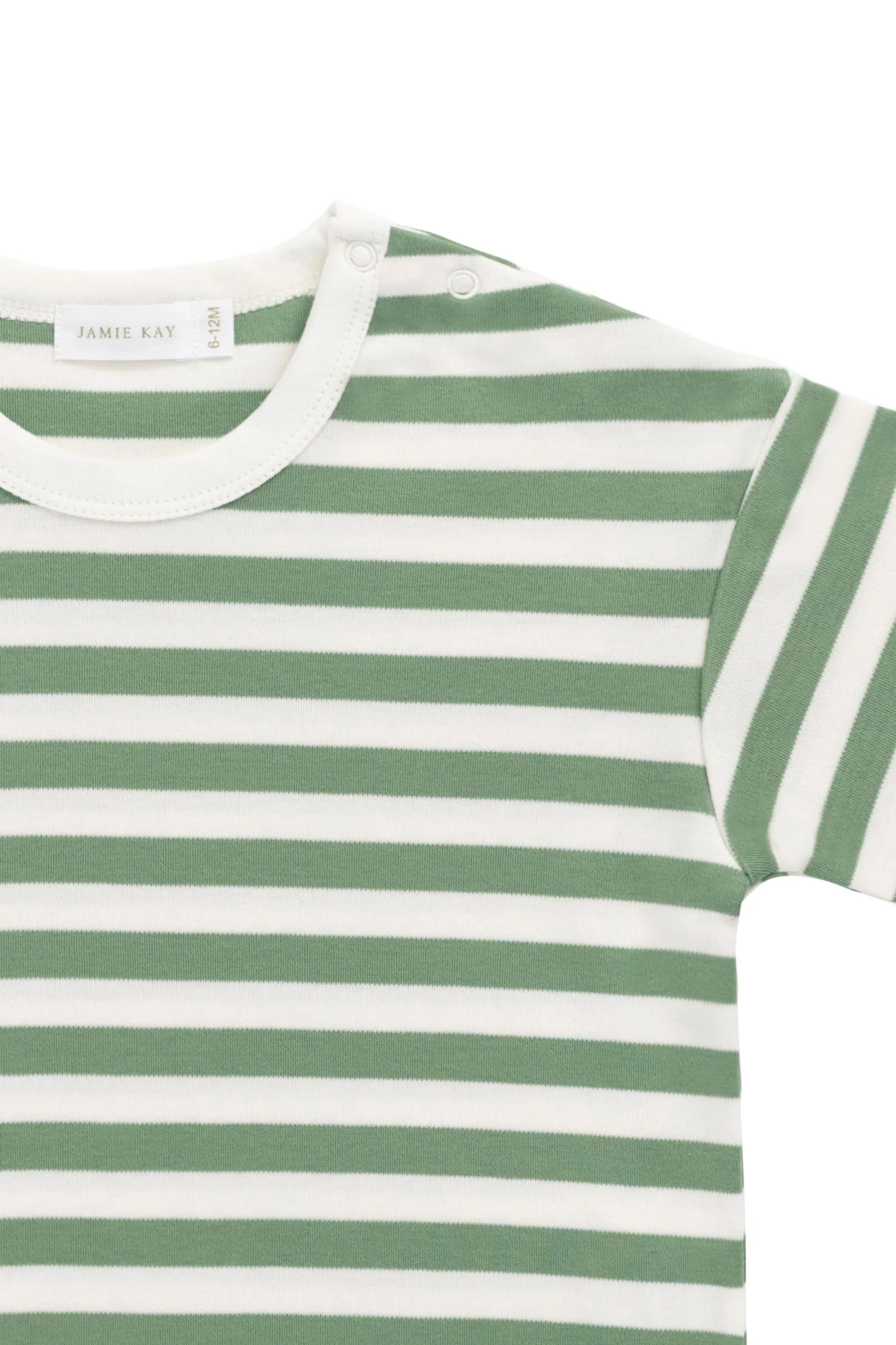 Pima Cotton Wesley Tee - Essential Stripe Parchment/Snow Pea - Image 7