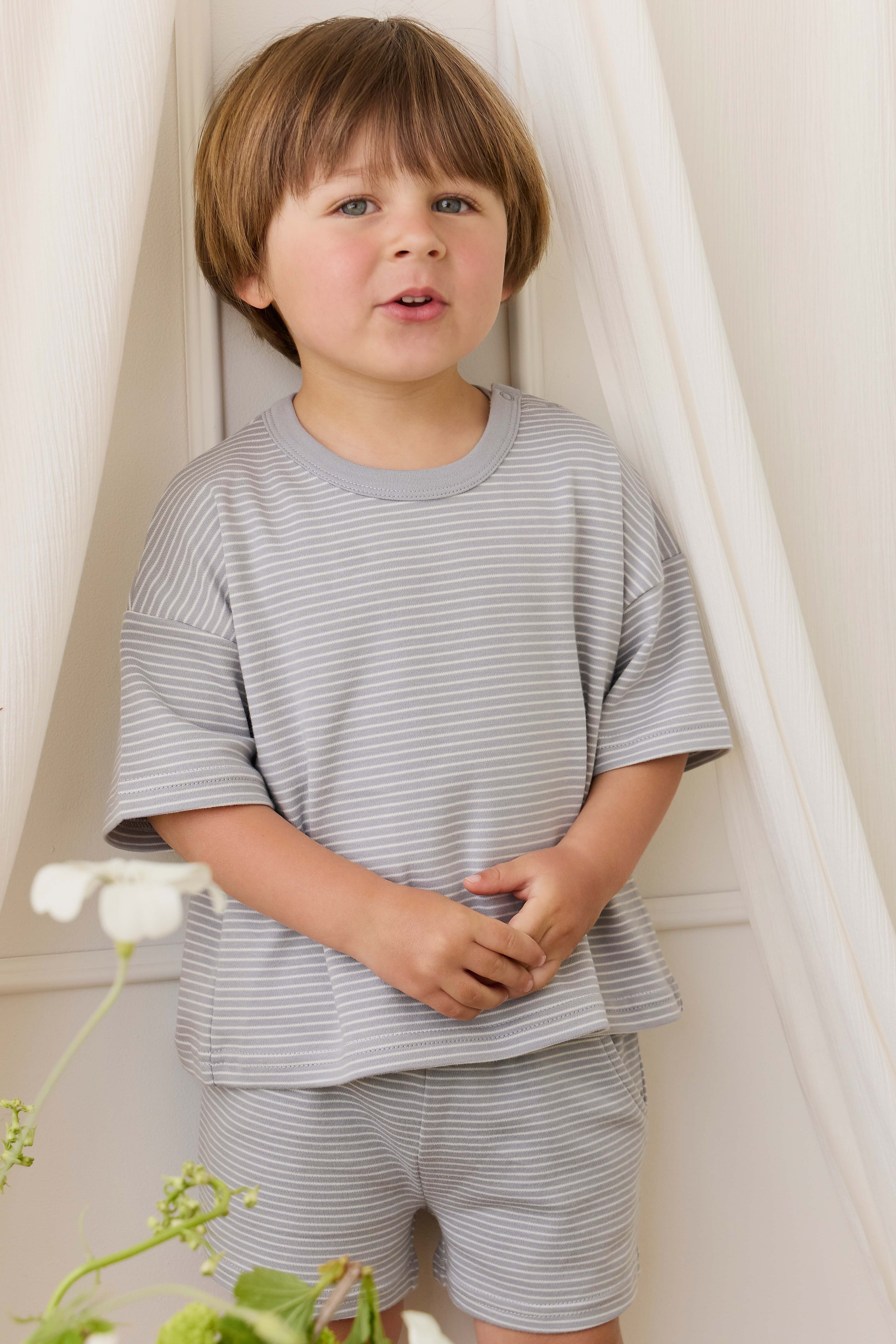 Pima Cotton Wesley Tee - Fine Stripe Missouri/Parchment - Image 7