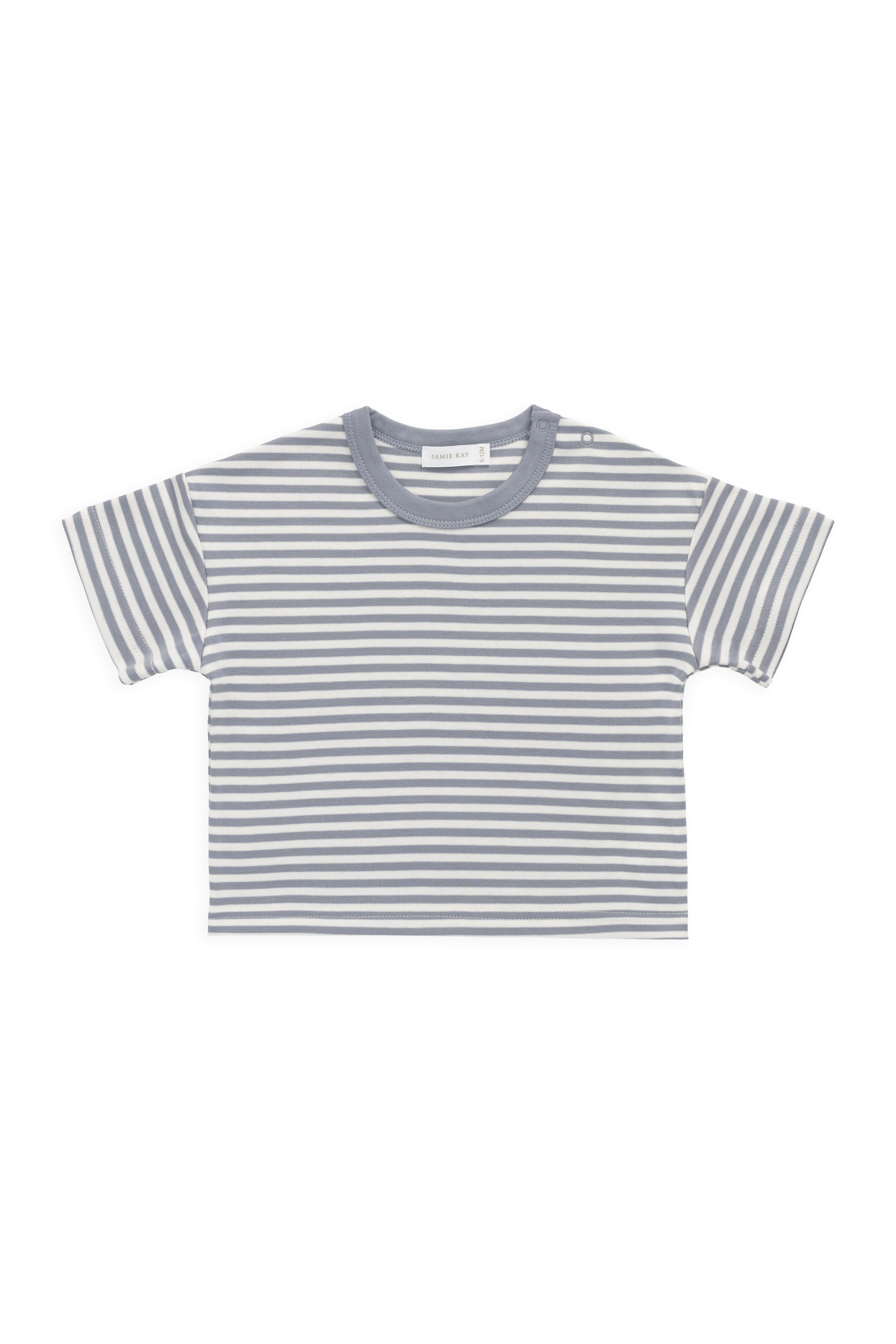 Pima Cotton Wesley Tee-Narrow Stripe Dawn / Cloud - Image 2