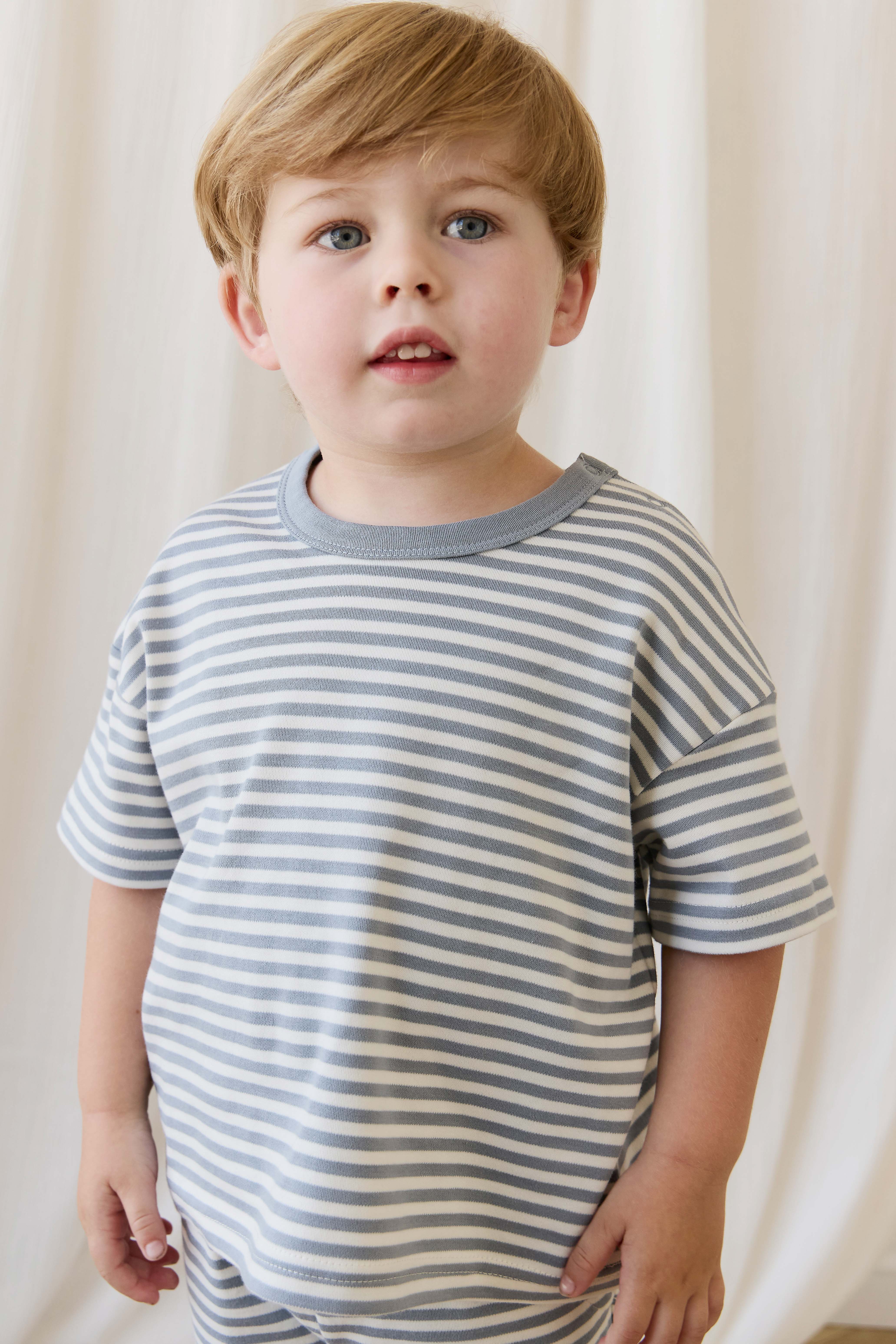Pima Cotton Wesley Tee-Narrow Stripe Dawn / Cloud - Image 3