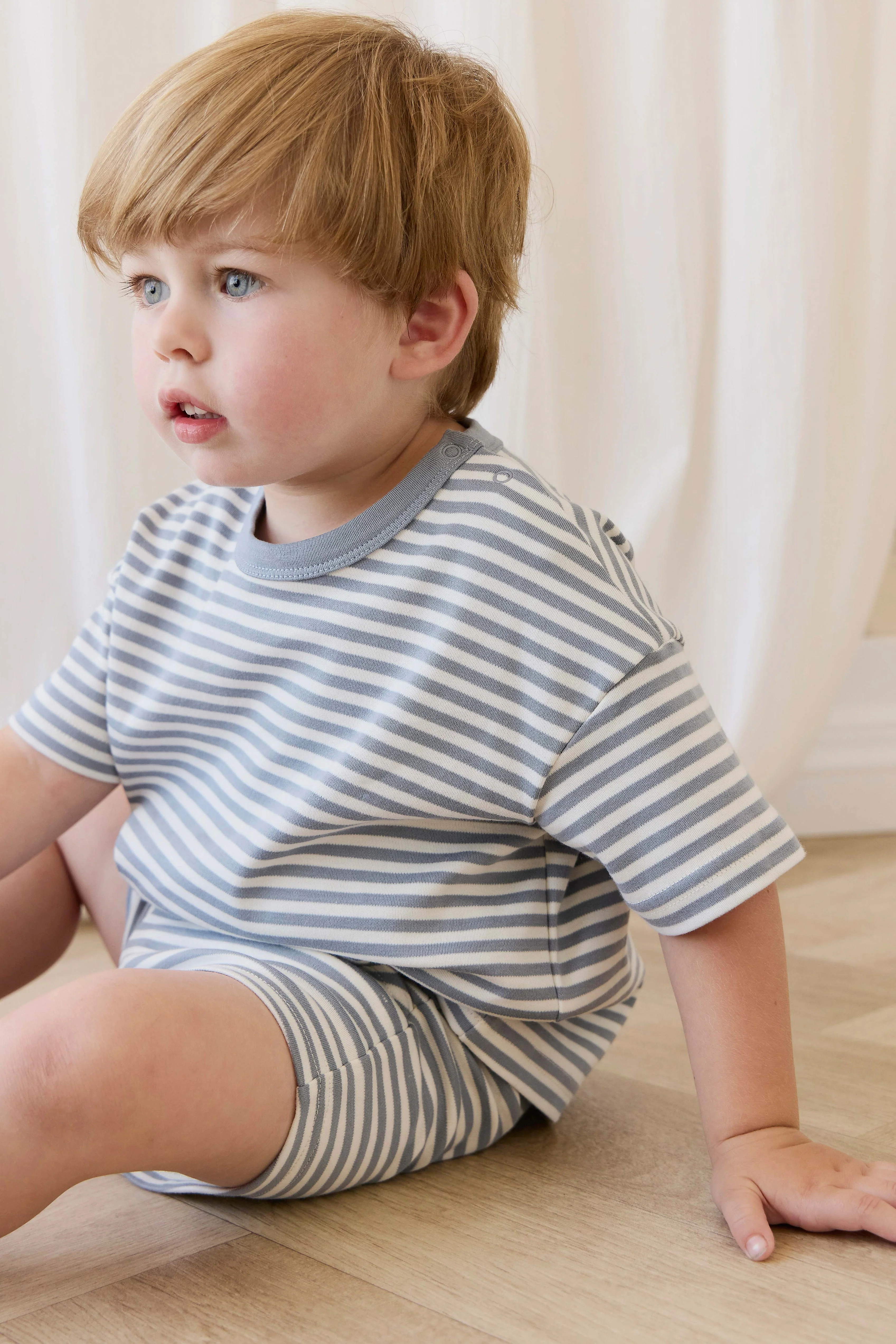 Pima Cotton Wesley Tee-Narrow Stripe Dawn / Cloud - Image 5