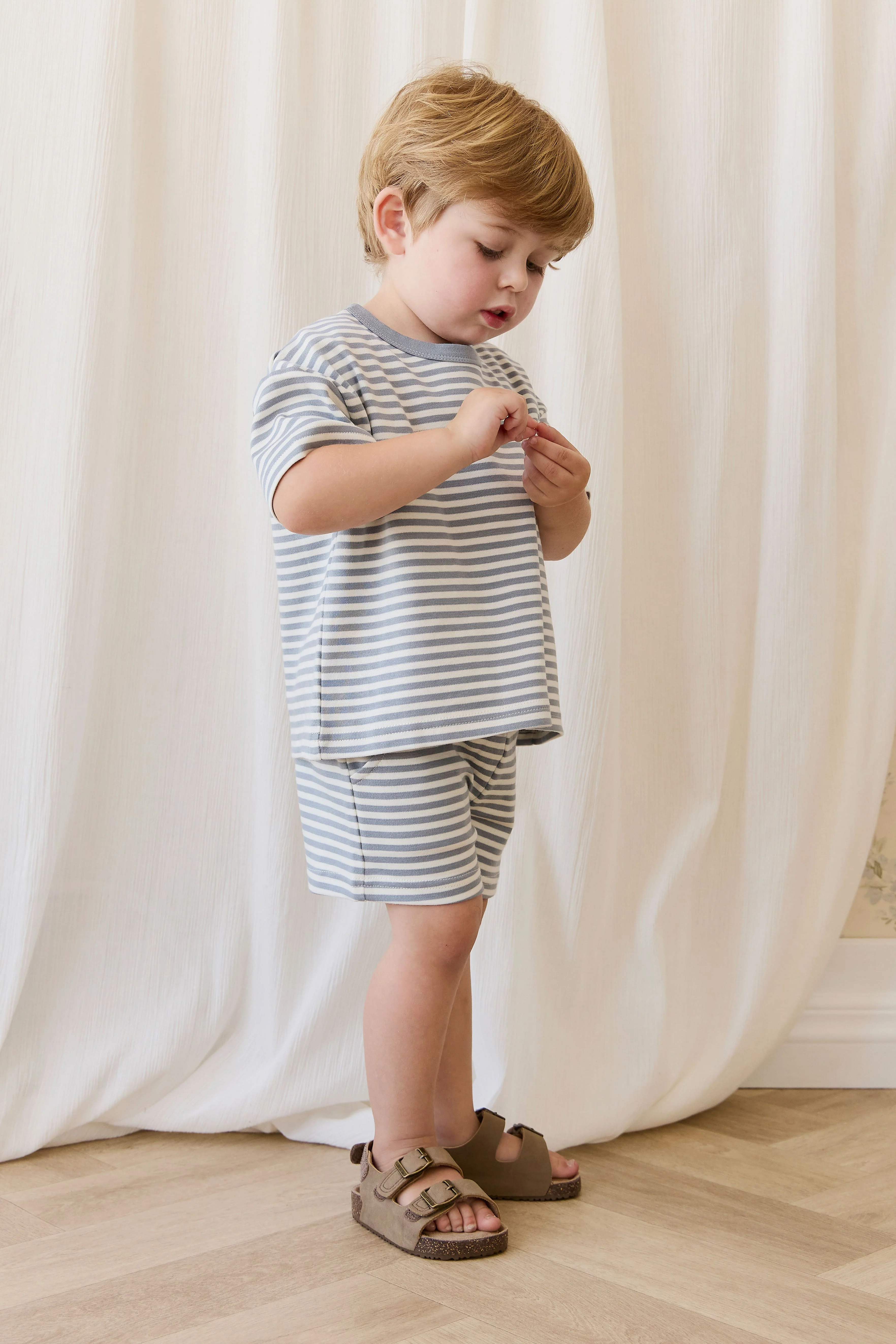 Pima Cotton Wesley Tee-Narrow Stripe Dawn / Cloud - Image 6