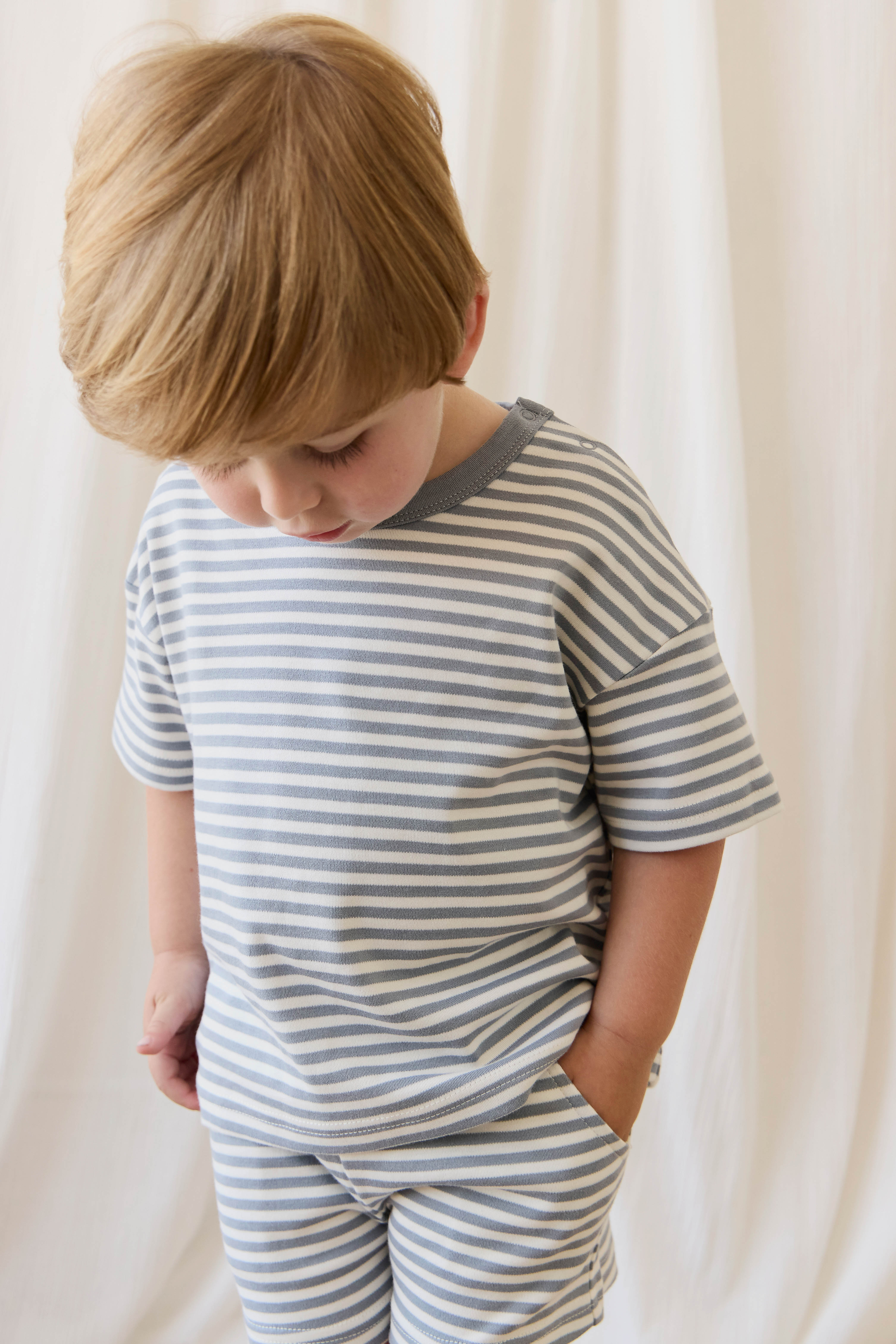 Pima Cotton Wesley Tee-Narrow Stripe Dawn / Cloud - Image 7